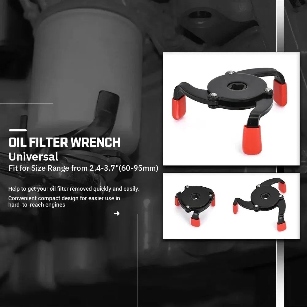 SOLID 3 Jaw 3/8″ Car Adjustable Oil Filter Remover Wrench Removal Tool Universal