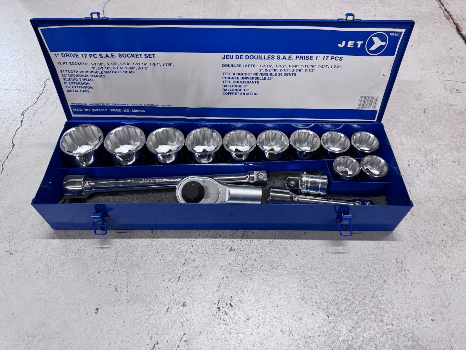 Jet 1 Inch Socket Set 17 Pieces