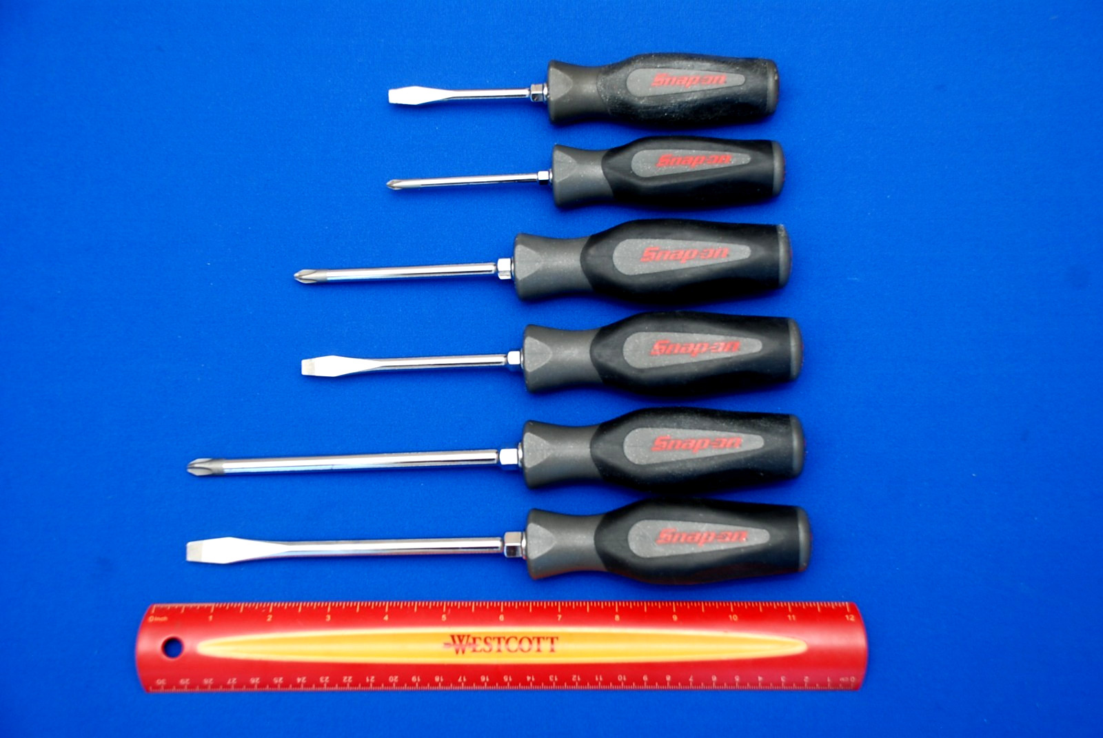 Snap-on Excellent 6 Pc Dark Titanium Combo Instinct Soft Grip Screwdriver Set