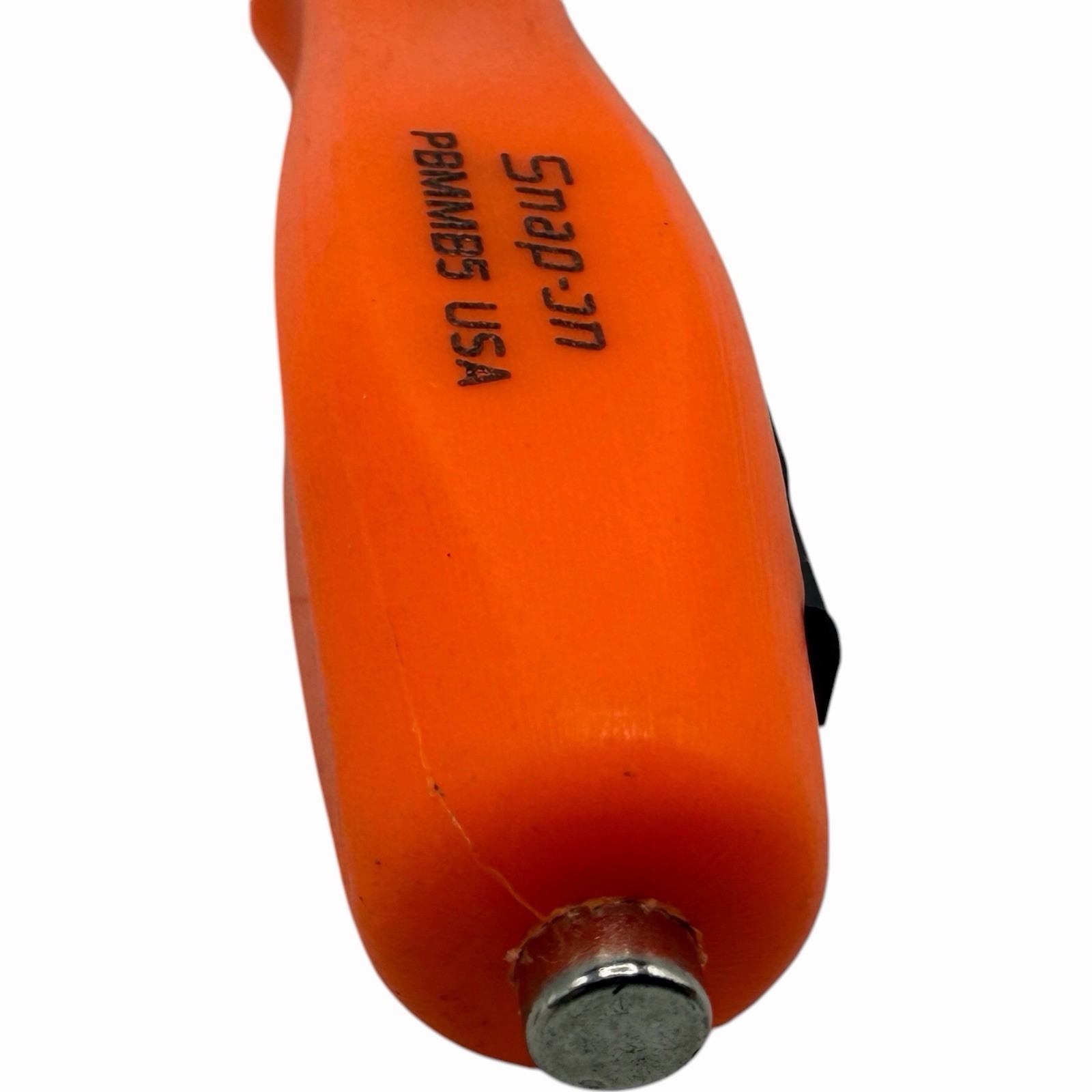 Snap On Tools Mini Magnetic Pocket Pry Bar Orange 5 inch Bent 45 Degree