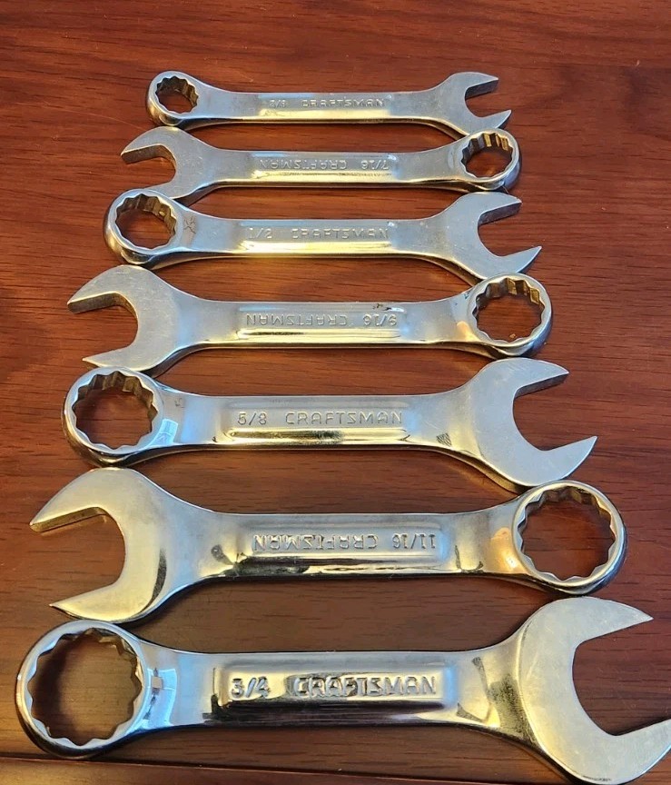 Craftsman VV USA Stubby Vintage 7 Piece SAE Combination Wrench Set Standard 12pt