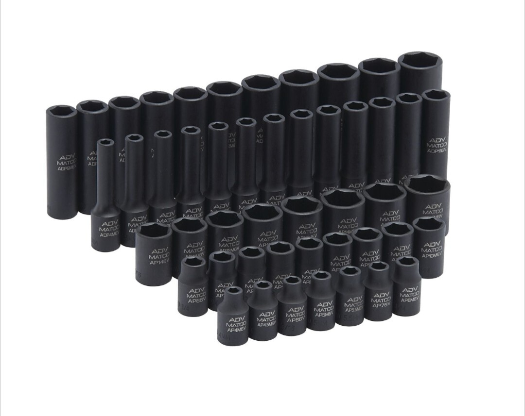 Matco Tools SAP486V ADV 1/4″ Metric SAE Shallow Deep 6 Point Impact Socket Set