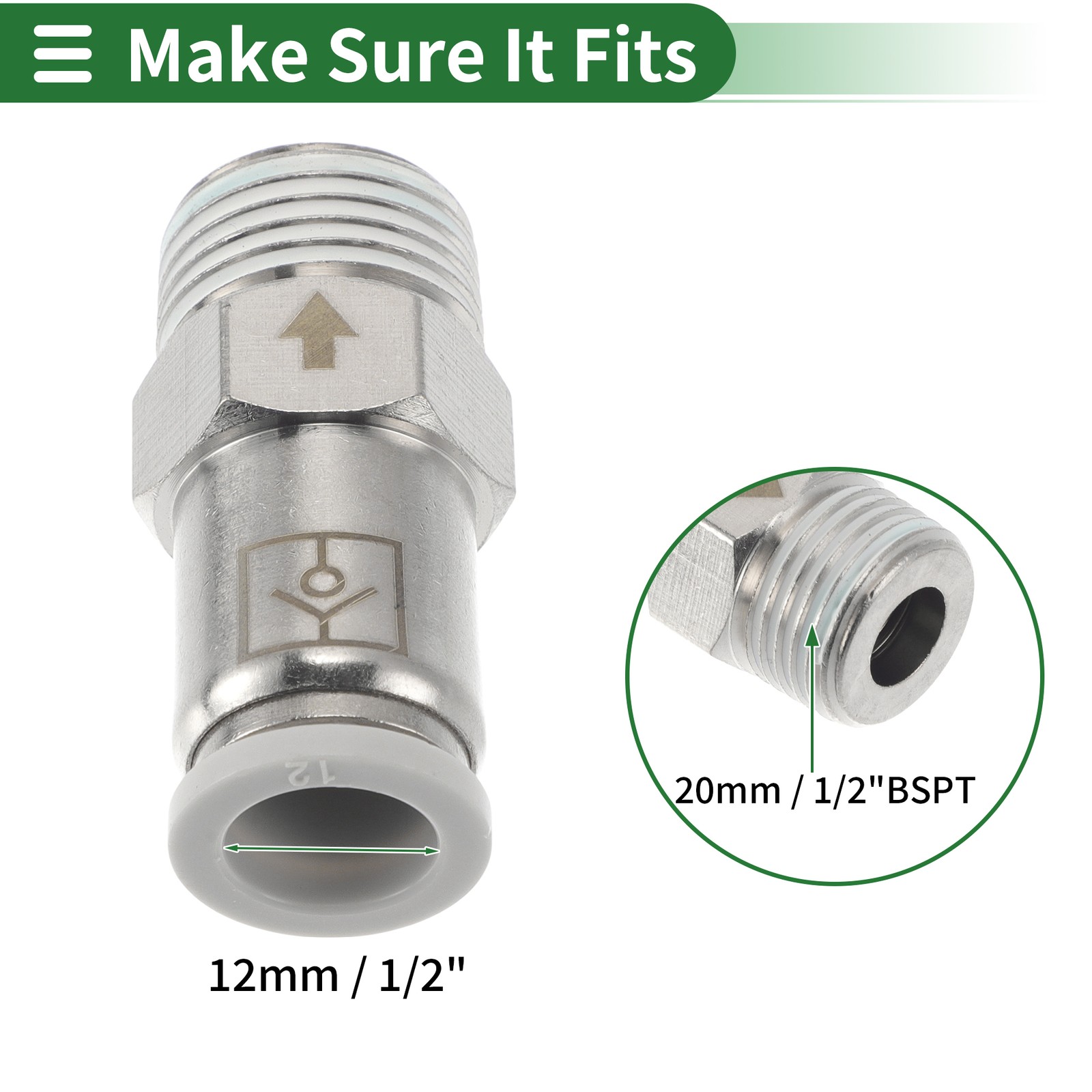Valv. Push to Fittings Retainer 15/32″ Plast/Metal 20mm 1/2″BSPT Bl.