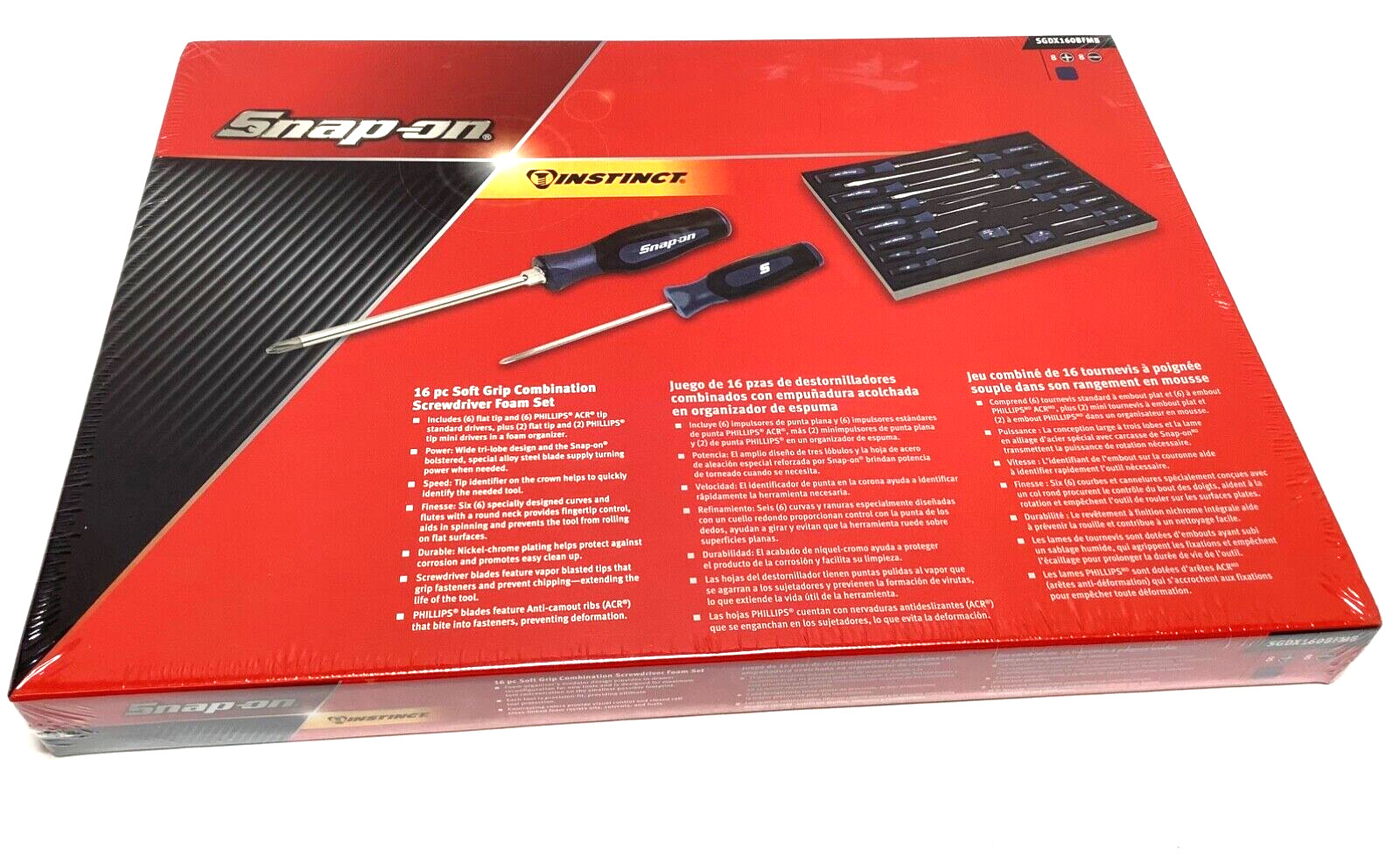 New Snap-on™ Instinct Power Blue Handle 16pc Screwdriver Set SGDX160BFMB in Foam