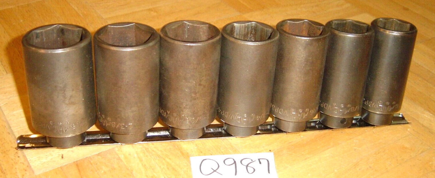 MAC TOOLS 7 PIECE 1/2 DRIVE SAE. DEEP IMPACT 6 POINT SOCKET SET 1-1/16 TO 1-7/16