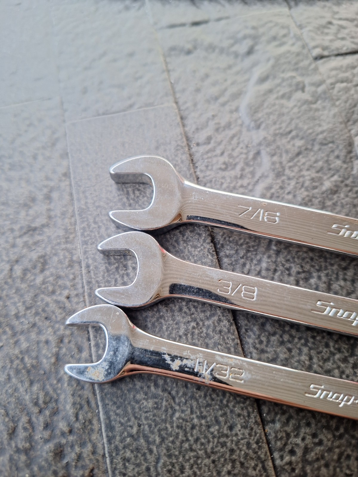 Snap On 3 Piece Lot Of Combination Wrenches OEX120 110 140 7/16 3/8 11/32 USA