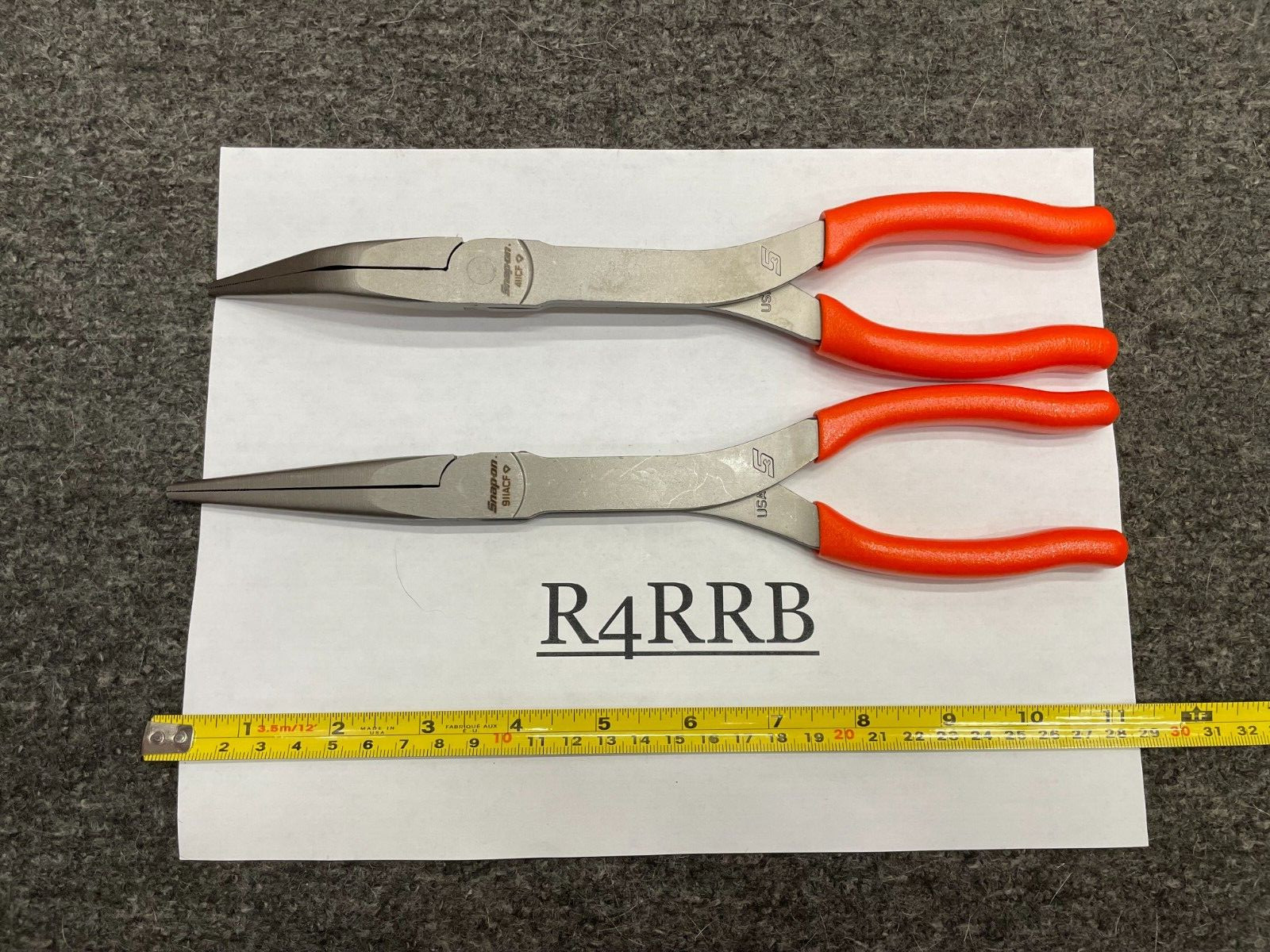Snap-On Tools NEW 5 PIECE ORANGE Soft Grip LONG Neck Needle Nose Pliers Lot Set