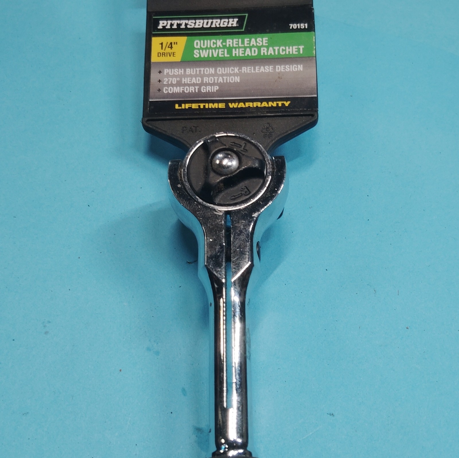 Pittsburgh 1/4″ Drive Flex Head 72 Tooth Green Low Profile Ratchet Comfort Grip