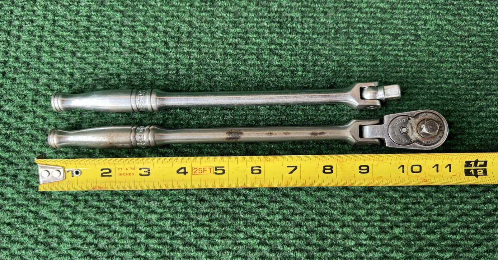 Snap On 3/8 Drive 11-1/4” Long Handle Flex Head Ratchet F731 & Breaker Bar F10LB