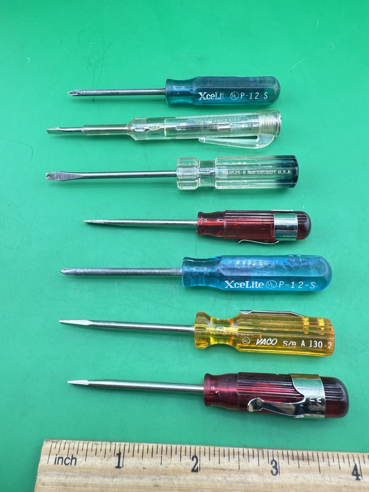 Lot Of 7 Pocket Size Screwdrivers XceLite P-12-S Vaco 130-2 Mastercraft HA0525