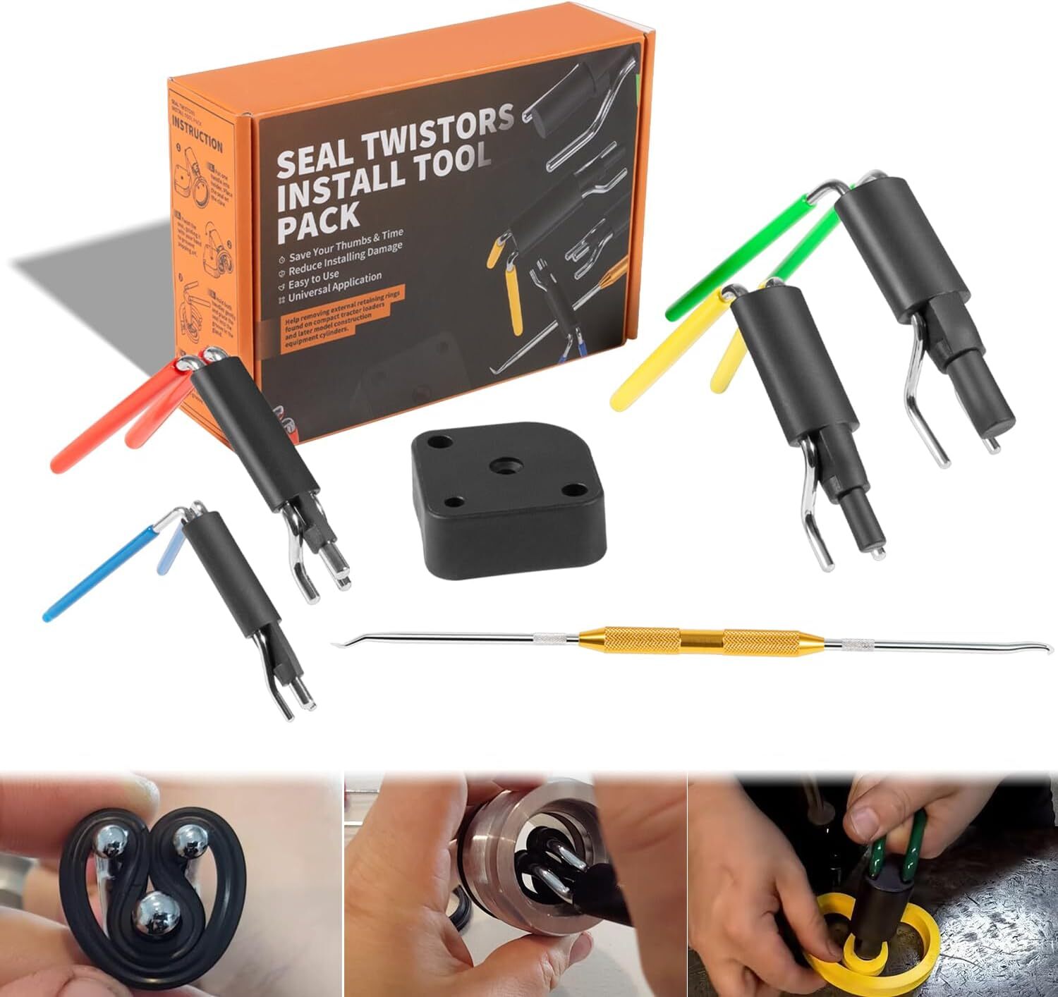 Rod Seal Install Tool Set Hydraulic U-Cup Twistor Installation Tool (Pack of 6)