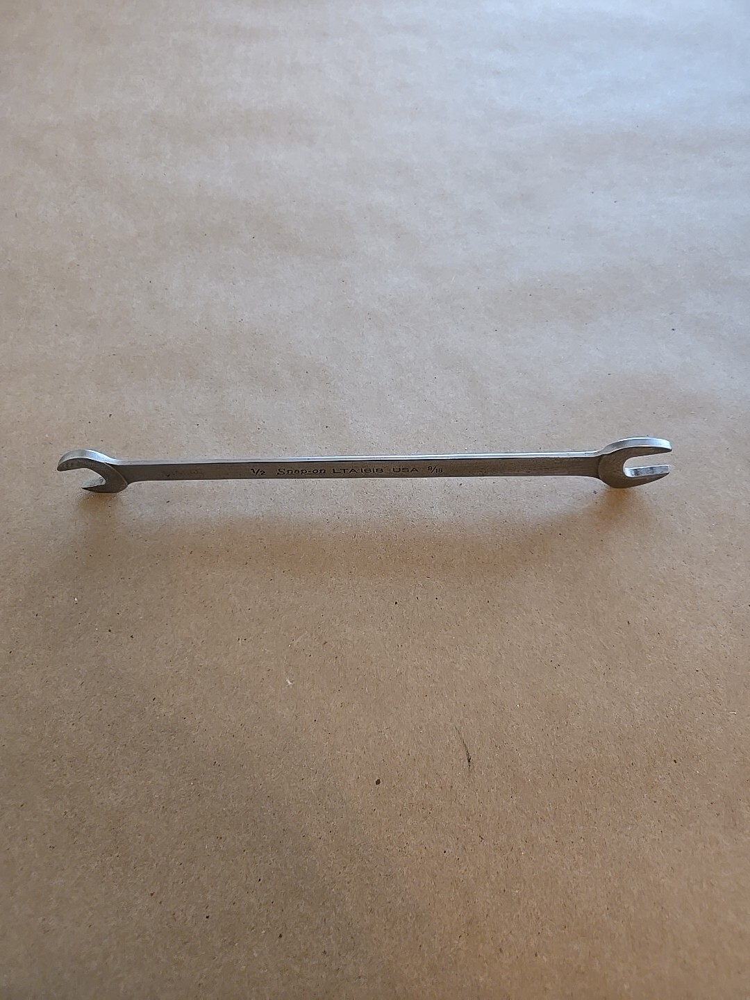 Snap On 1/2″-9/16″ SAE Chrome Low Torque Slime Line Open End Wrench LTA1618