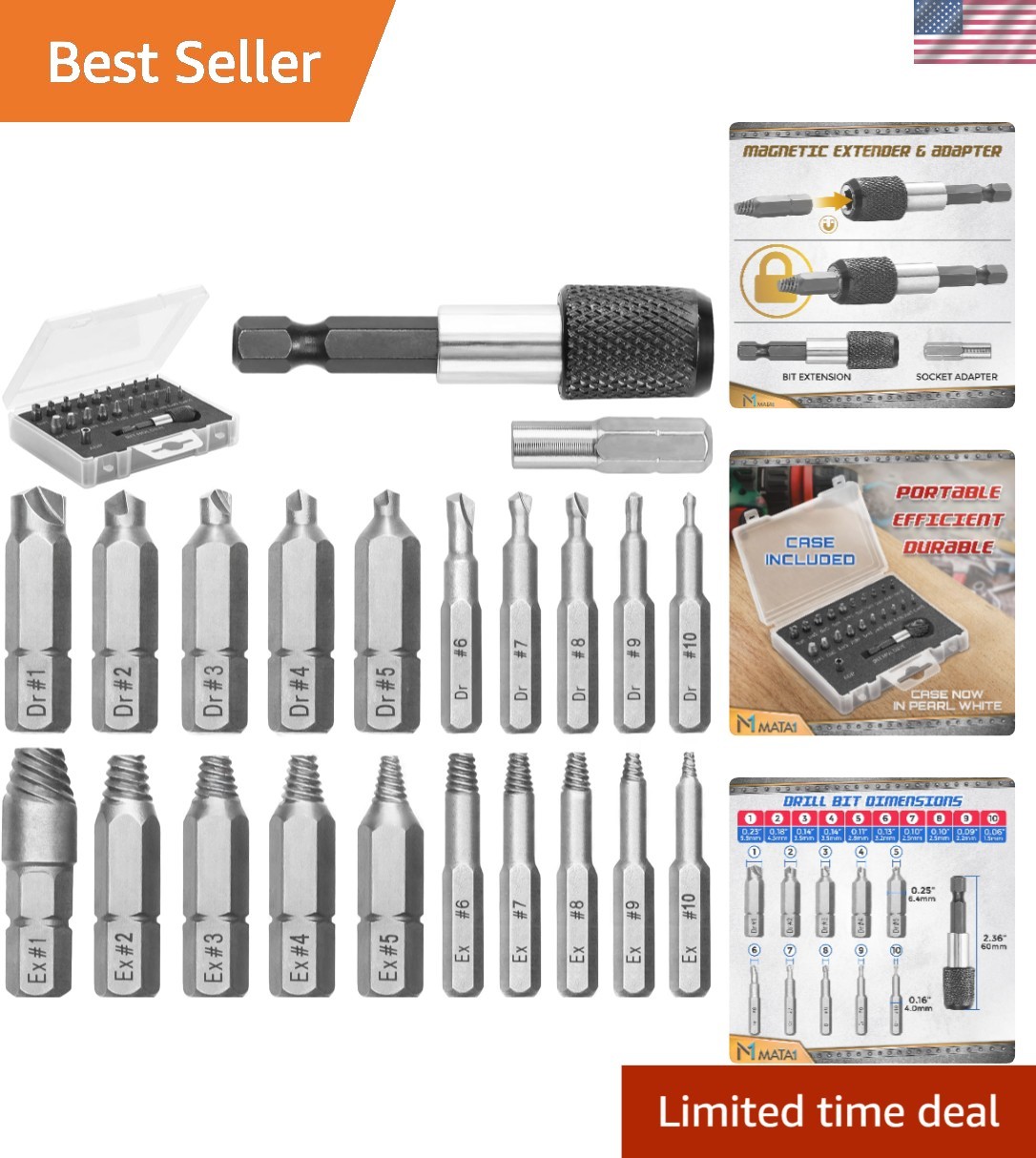 22-Piece Screw Extractor Set – Effortless Removal of Stripped & Broken Screws