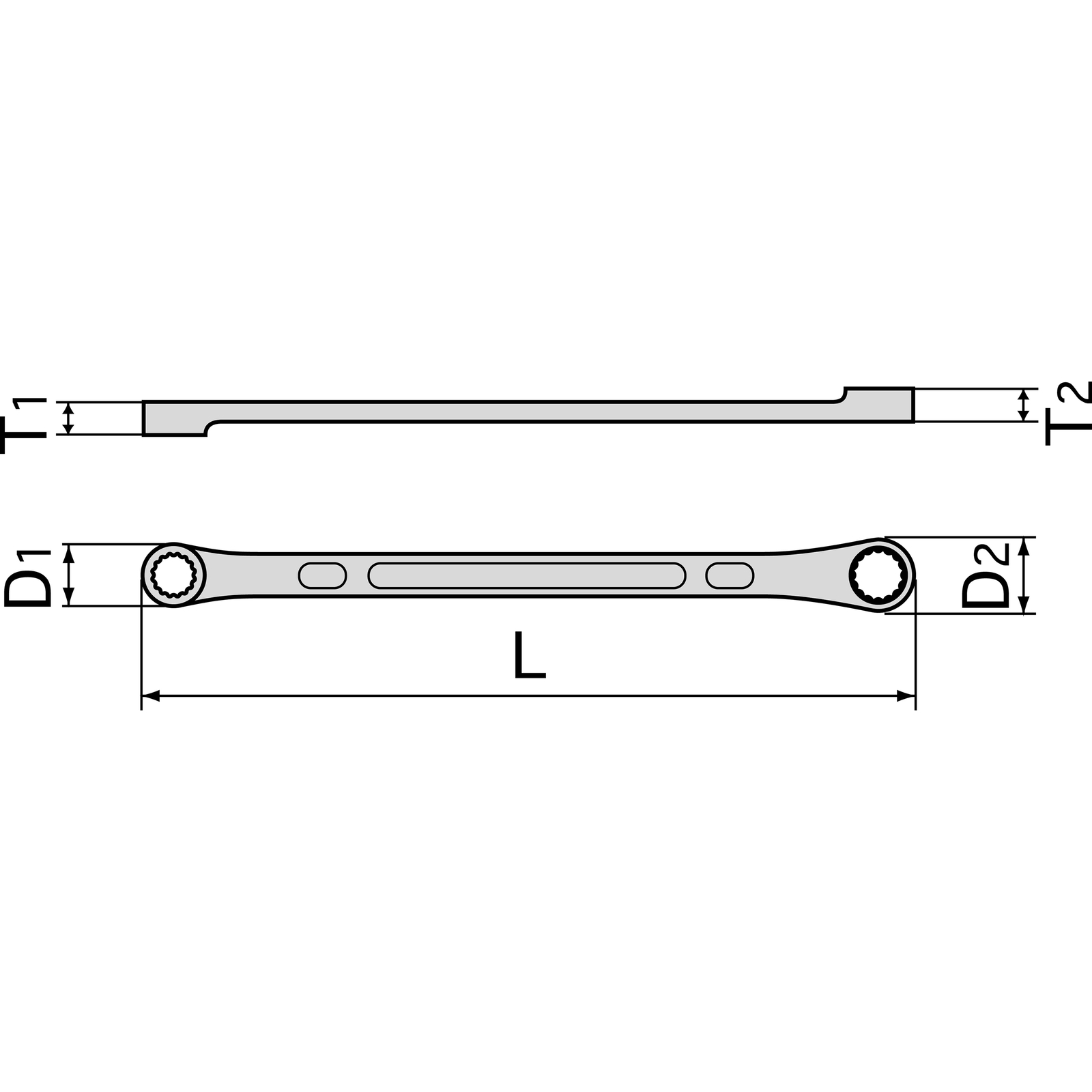 Tone M03-1214 12 × 14 mm 12-Point Metric Short 0° Offset Box Wrench