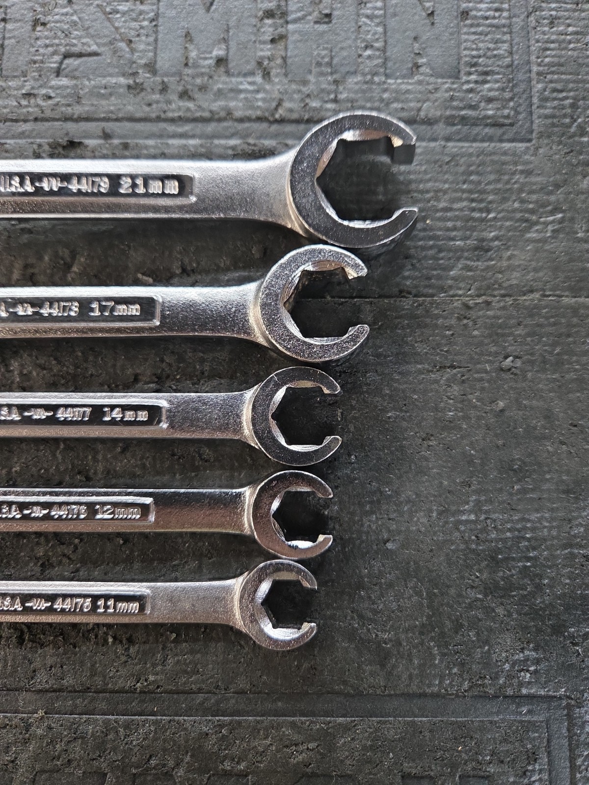 Sears Craftsman USA 5Pc METRIC Flare Nut Line Wrench Set -VA 9-17, 19, 21mm