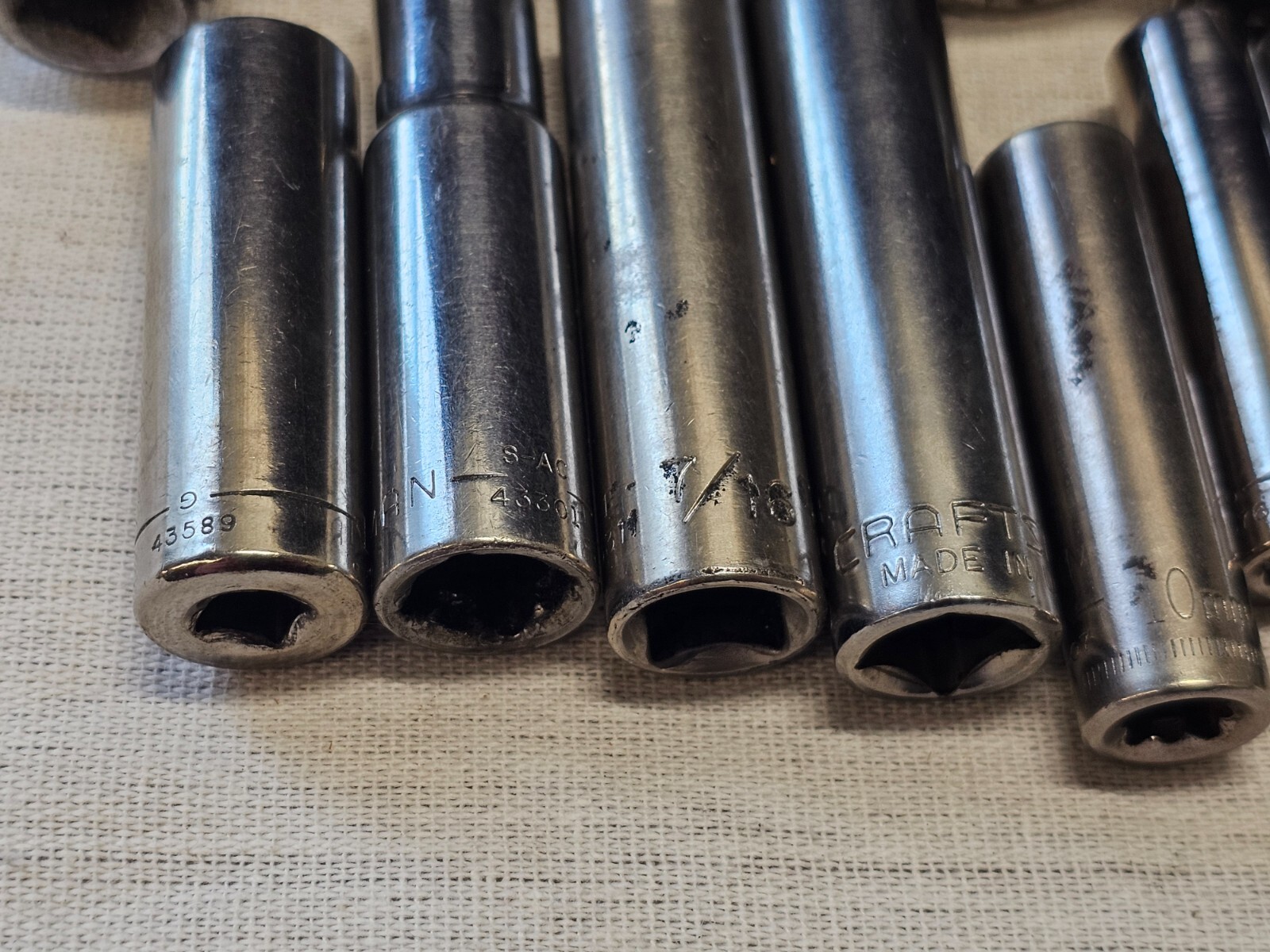 15 Craftsman Deep Well Sae Metric Socket Set 1/4 3/8 Drive 10 14 16mm 5/8 V G G1