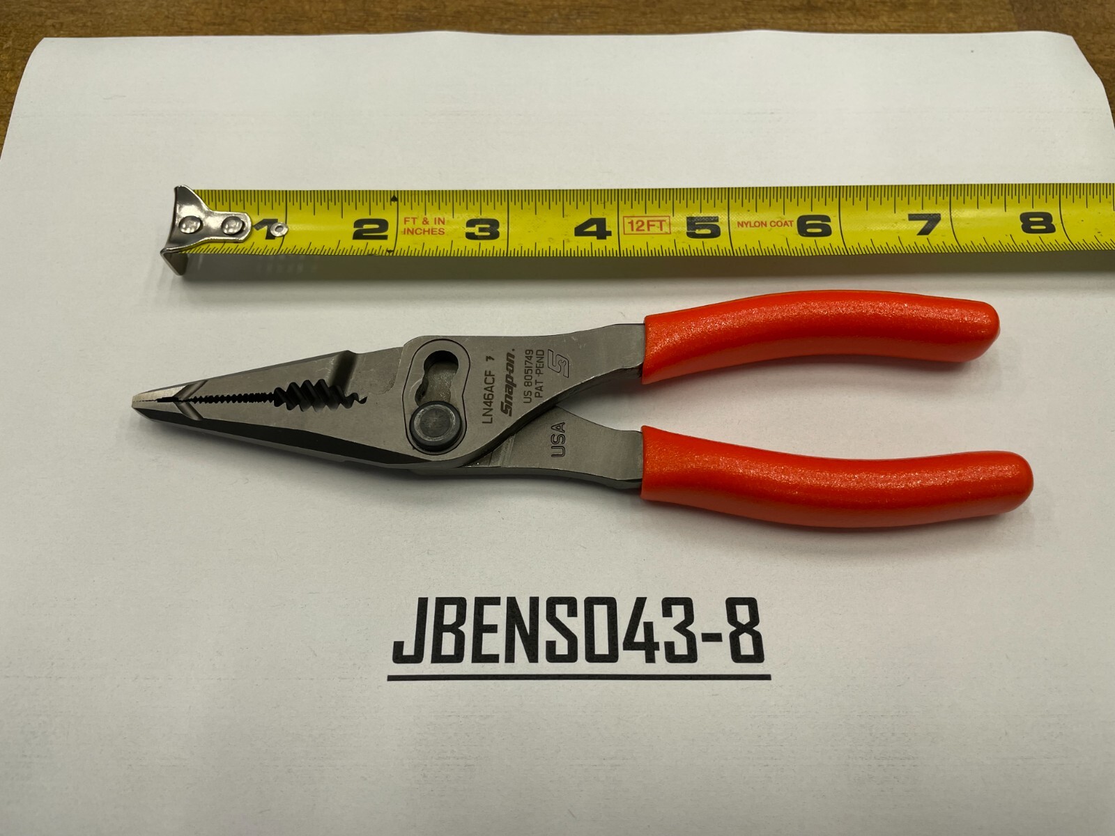 Snap-On Tools USA NEW ORANGE 7″ Soft Grip Long Nose Slip Joint Pliers LN46ACFO