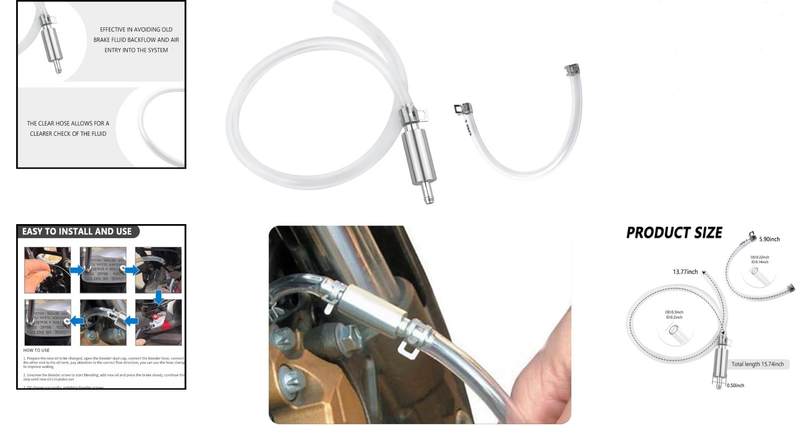 Efficient Brake Fluid Bleeder Kit – 1 Set with Hoses and Check Valve Included