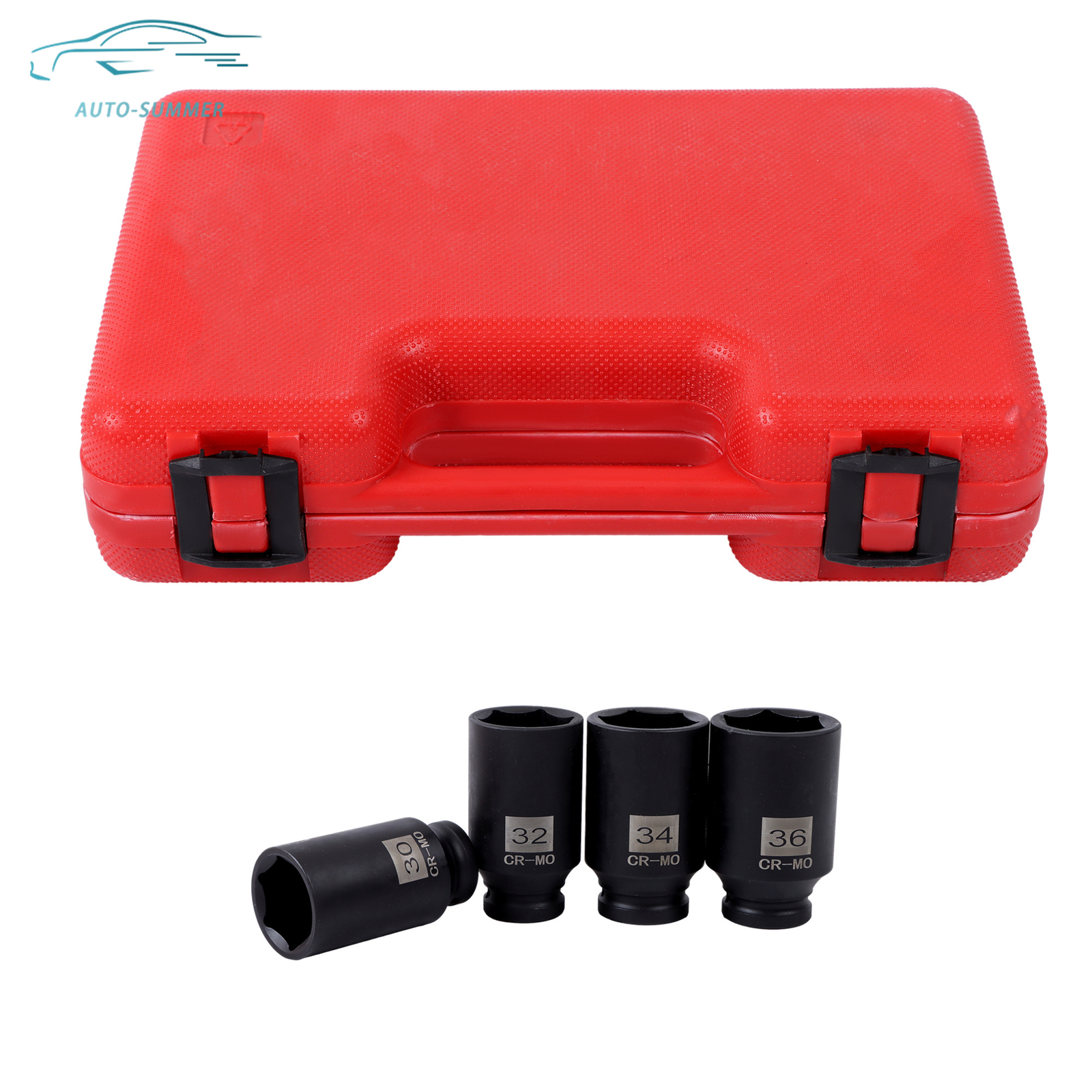 1/2″ Drive Deep Spindle Axle Nut Impact Socket Set 12 Point,30mm,32mm,34mm,36mm