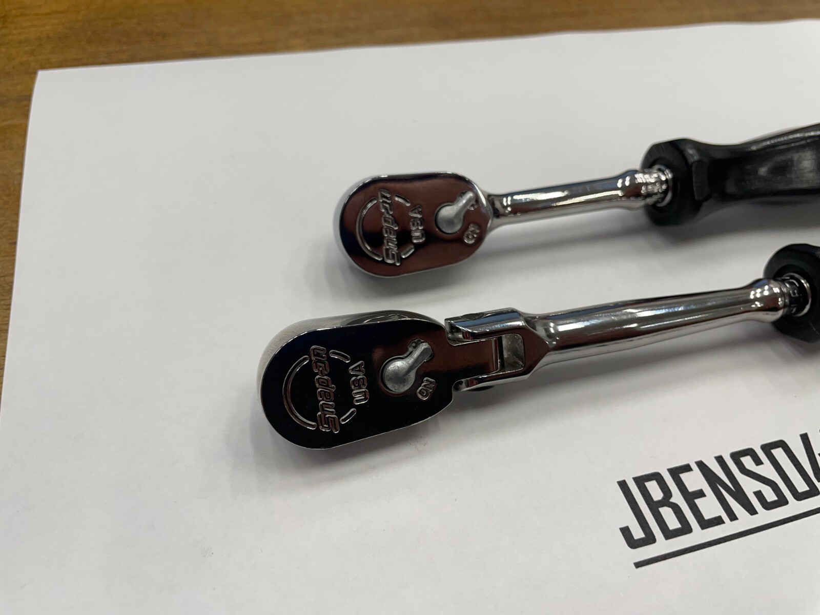 Snap-on Tools USA NEW 2pc BLACK 1/4″ Drive Hard Grip Fixed & Flex Ratchet Set
