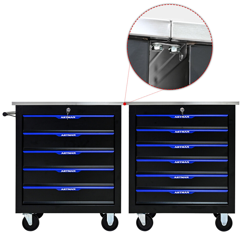 6 Drawers Rolling Tool Box Cart Tool Storage Cabinet Steel Tool Chest w/ Wheels