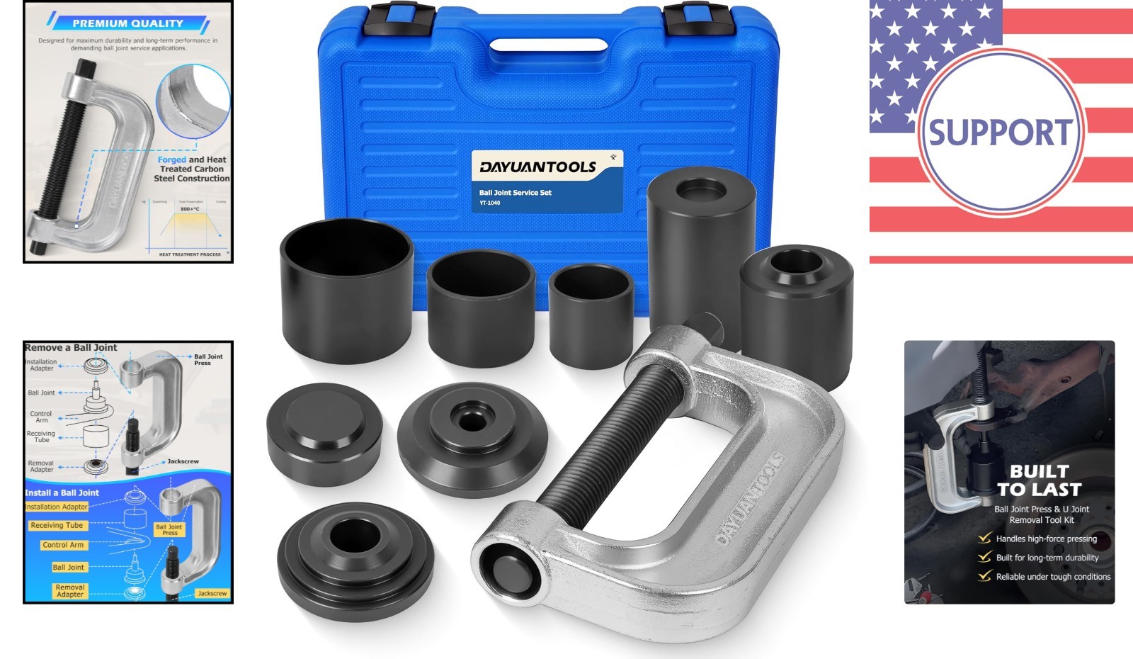 4-in-1 Ball Joint Press & U Joint Removal Tool Kit with Blue Storage – 2WD/4WD