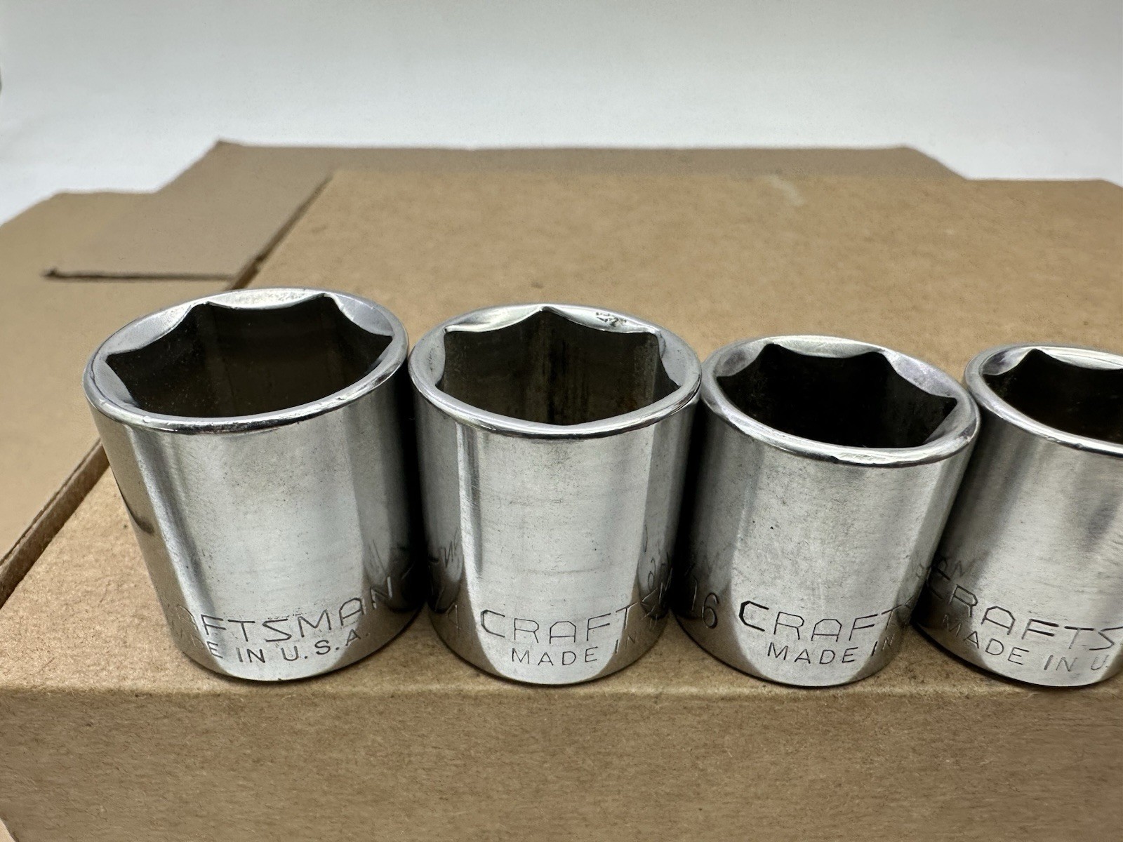 Craftsman USA 3/8 Drive SAE Socket Set 3/8-13/16 8pc 6PT G Vintage Very Good
