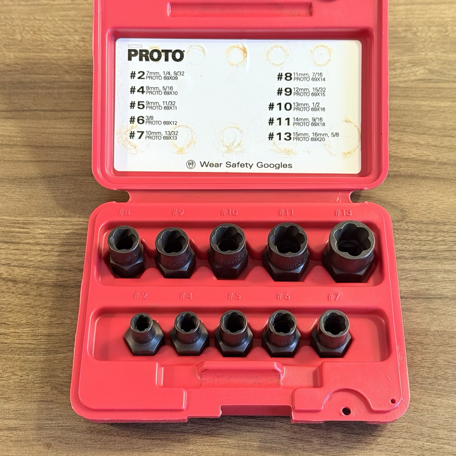 PROTO Extractor Set 1/4-5/8 & 7-16mm Nuts And Bolts 10pcs J69X00