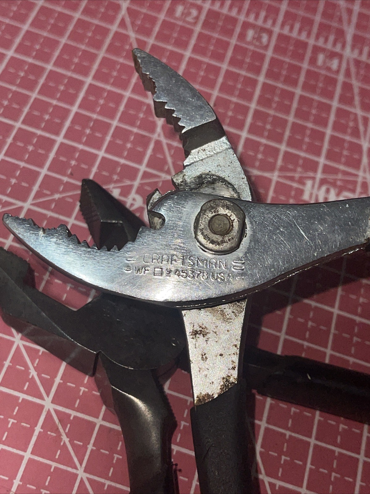 Sears Craftsman USA 45378 45182 Slip Joint & Lineman Pliers Vintage Black Grip
