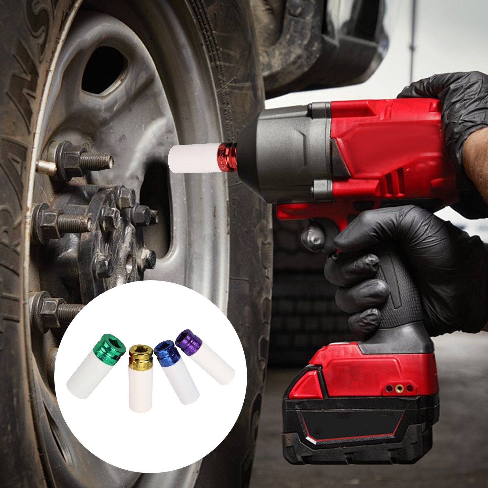 1/2″ Drive Lug Nut Socket Wheel Lug Impact Nut Sockets w/ Protective Sleeve
