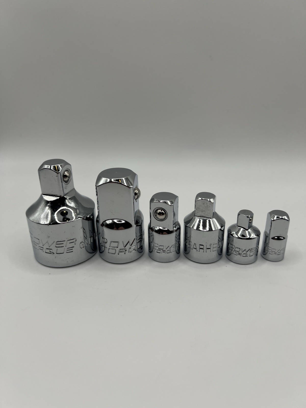 Power Torque 6pc Socket Adapter Reducer Set 1/4 3/8 1/2 Drive Chrome Gearhead