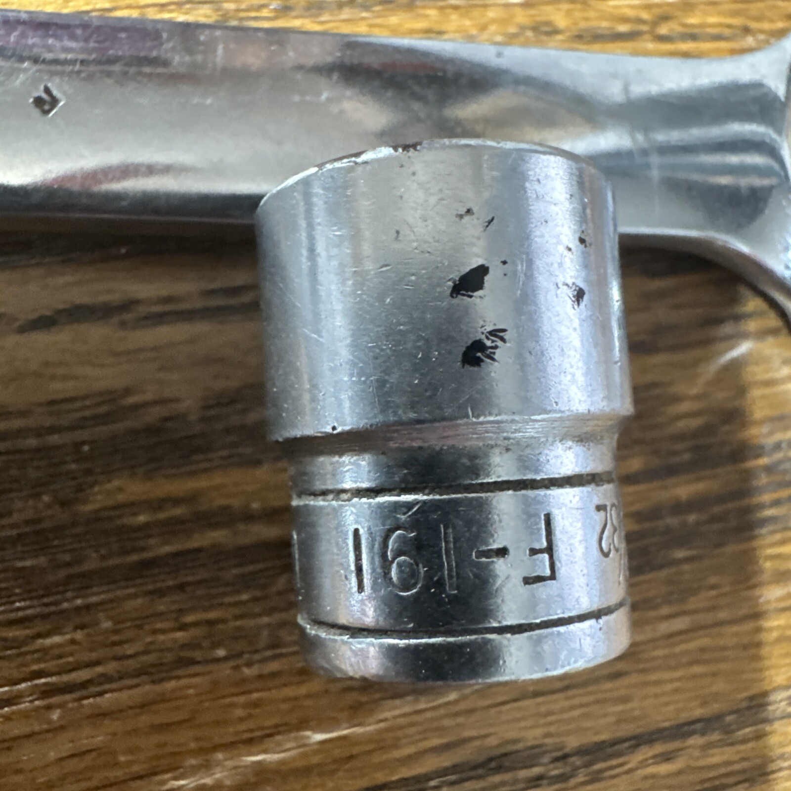 3 snap on 1/2 inch drive socket 14mm 1 3/8 drive 9/32 Open end wrench 11/16 5/8