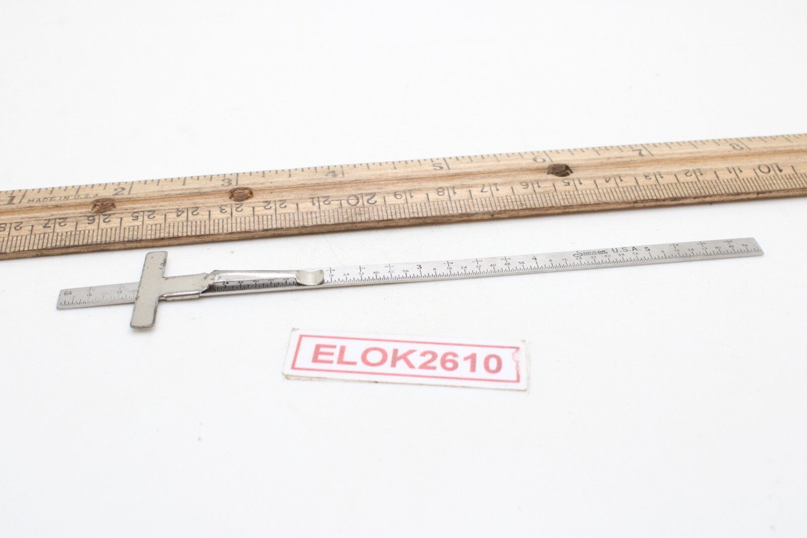 Snap-on 6″ Steel Metric Equivalents Scale Depth Gauge Pocket Size USA