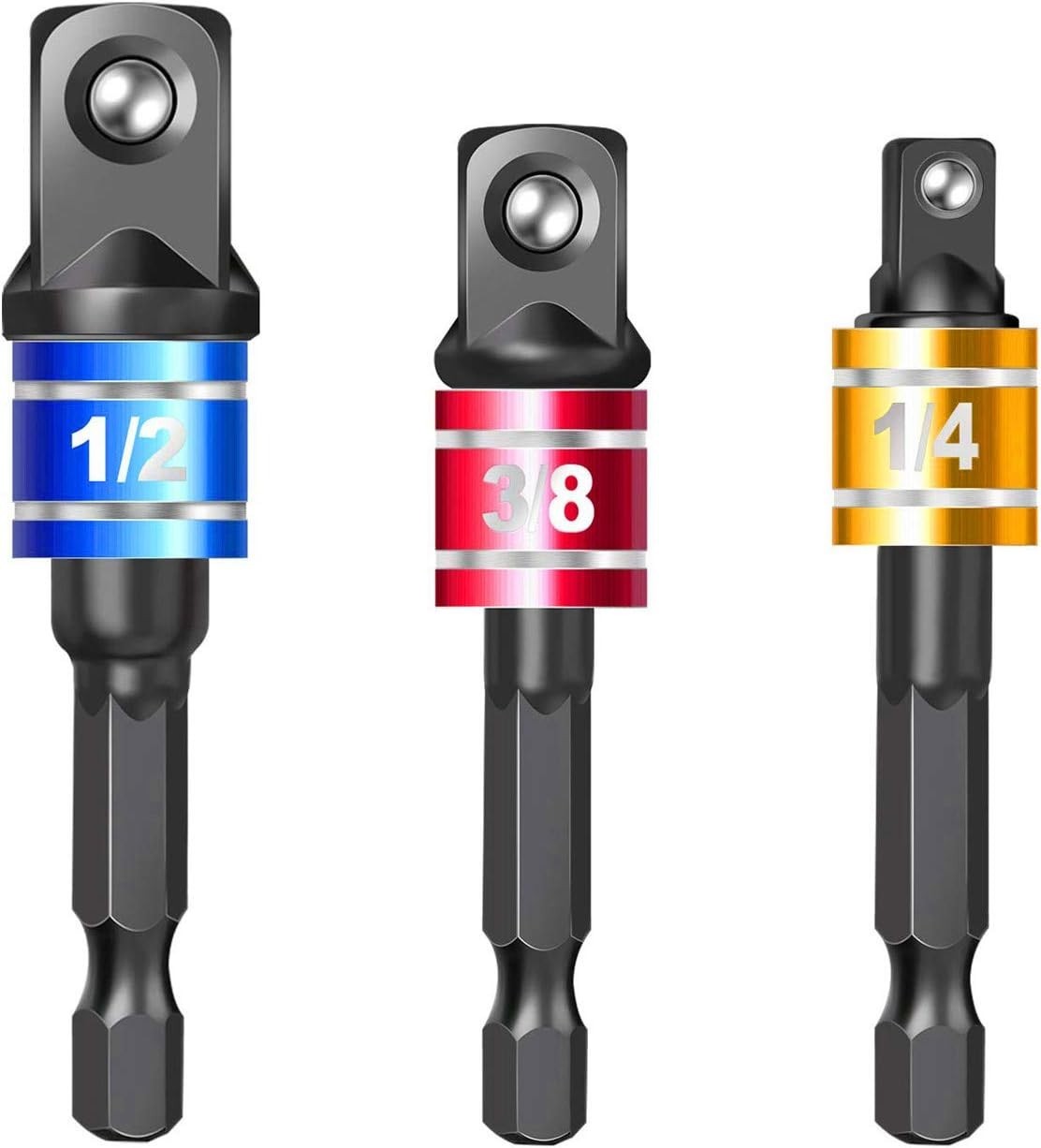 Versatile 1/4-Inch Hex Shank Impact-Grade Socket Adapter Set – Color-Coded Ease