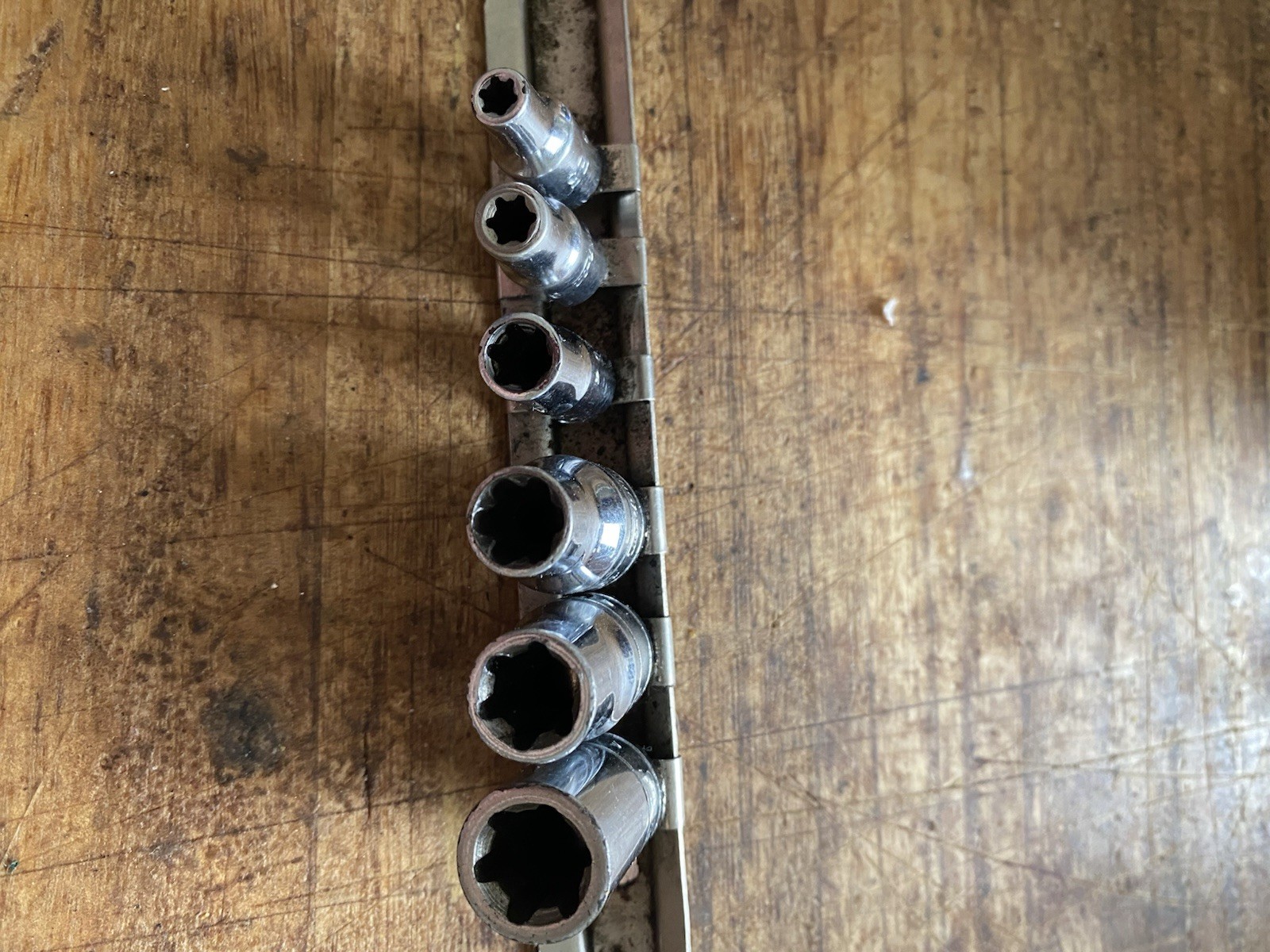 Snap On Set Of 6 Torx Drive Sockets With Organizer Rail