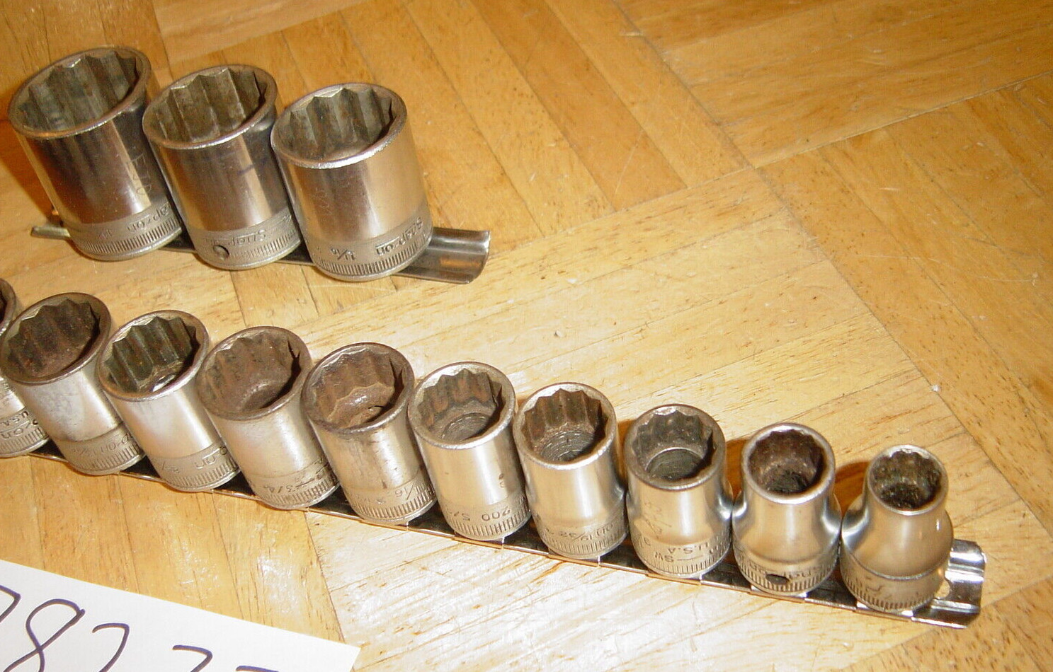 SNAP-ON TOOLS 16 PIECE 1/2 DRIVE SAE. SHORT SOCKET SET 7/16-1-1/4 1947 DATE CODE