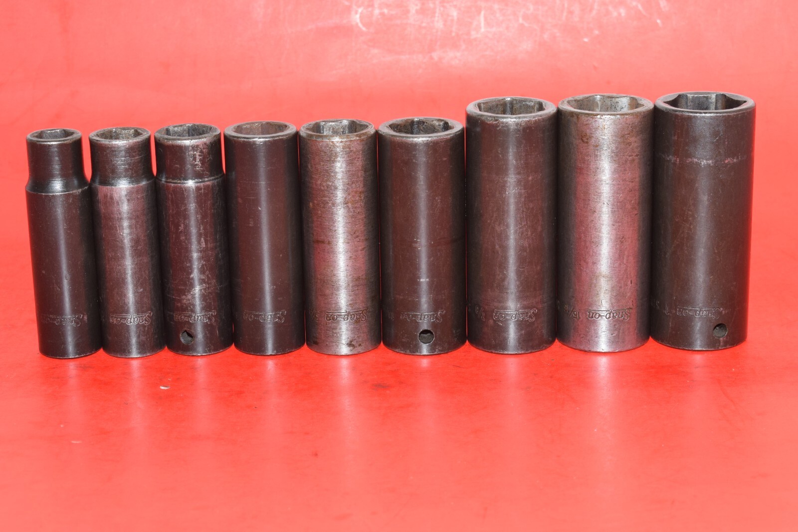 Snap-On 1/2″ Drive 9pc SAE 1/2 – 1 Deep 6-Point Flank Impact Socket Set 309SIMYA