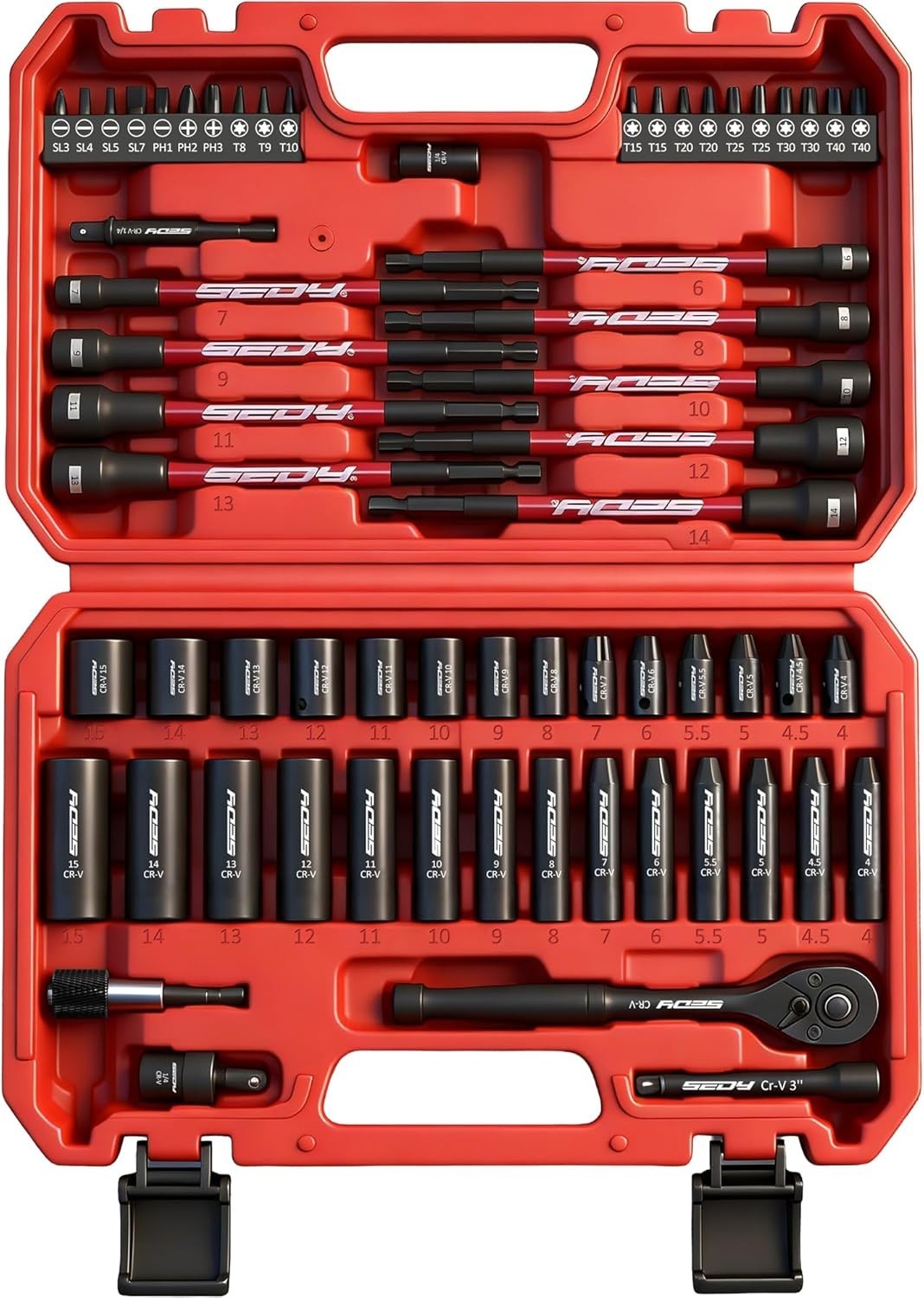 63-Piece Impact Socket Set with Universal Joint & Quick-Release Ratchet