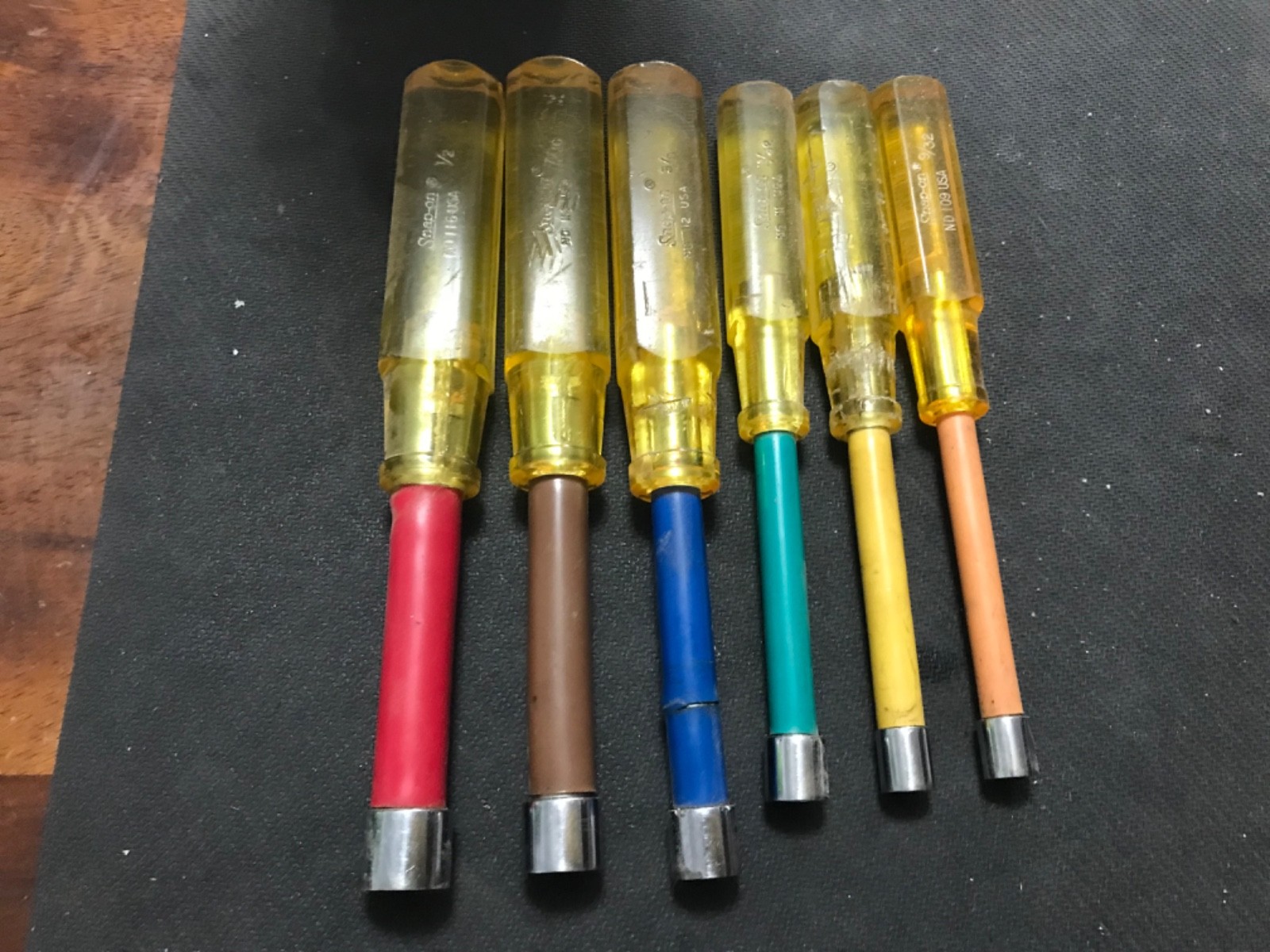 Vintage 6 Piece Snap On Tools Insulated Nut Driver 9/32 – 1/2 Set ND Series