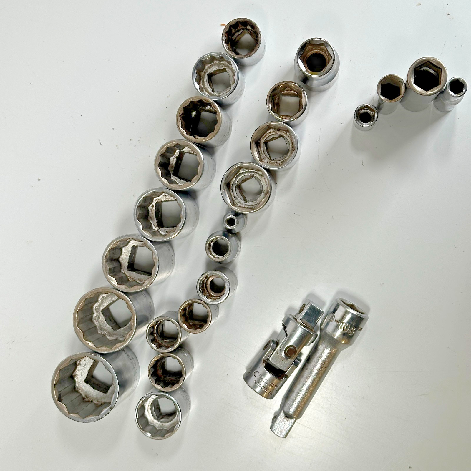 Vintage Craftsman 25pc Socket Lot USA V G Series SAE Metric 6pt 12pt Mixed
