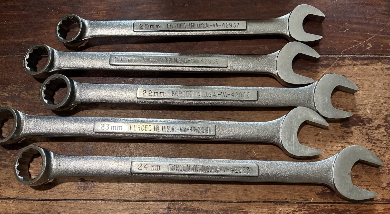 Craftsman Tools USA 5pc 20mm-24mm Large Metric Combination Wrench Set Used