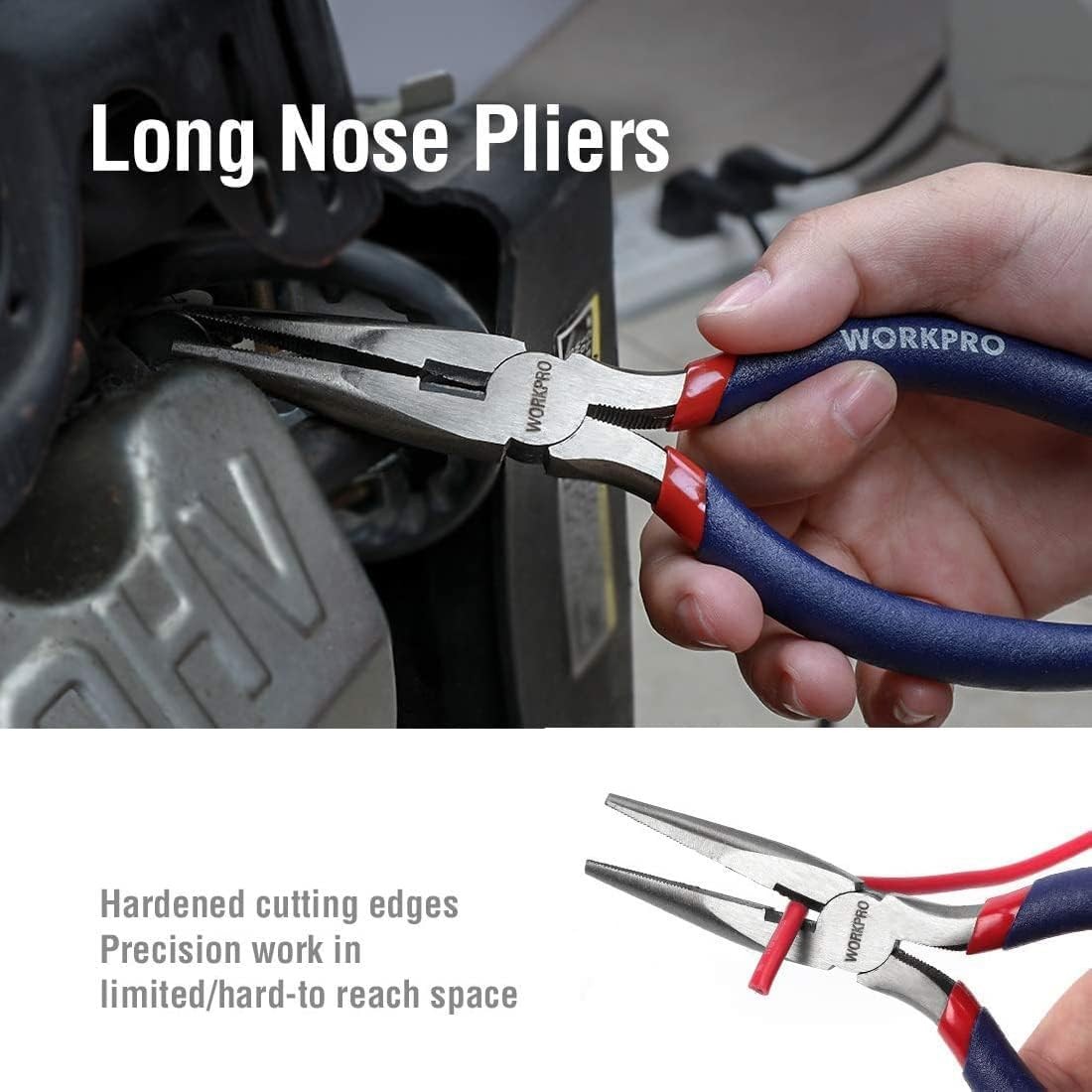 WORKPRO Large Pliers & Wrench Set 6-Piece (10″ Water Pump, 10″ Blue, Silver