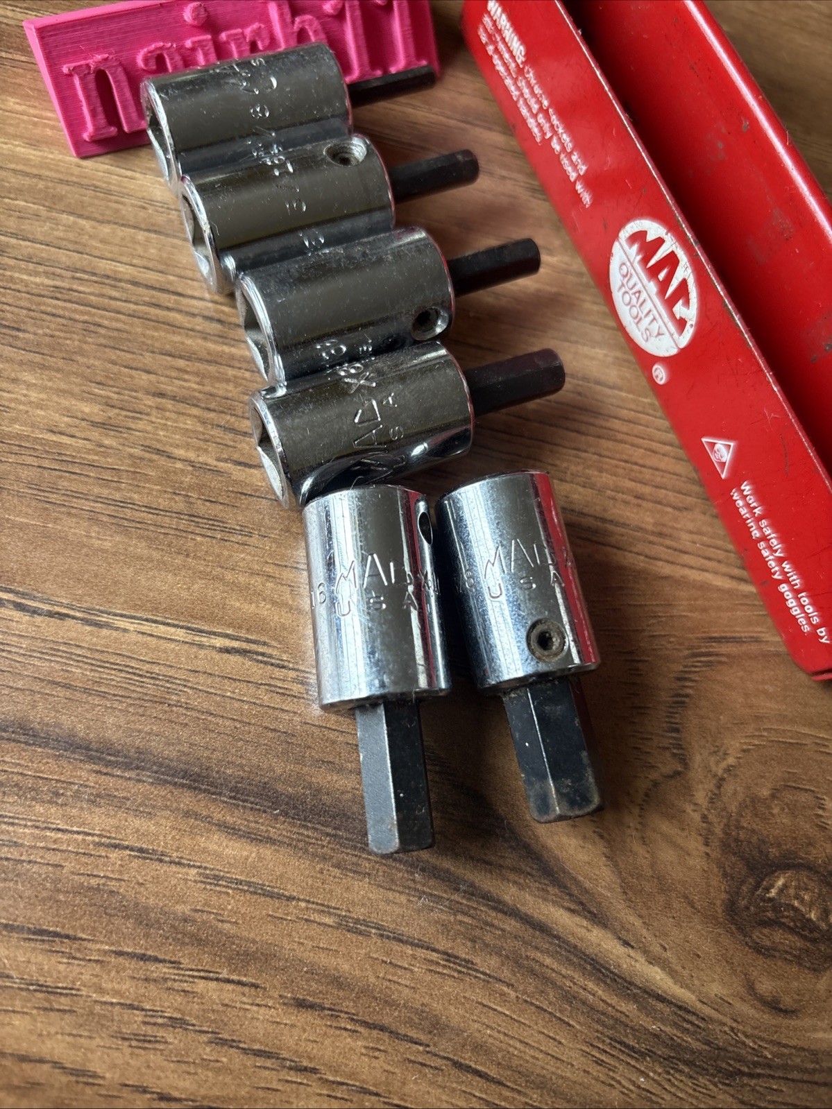 MAC Hex Sockets SAE x6 w/ Carrier 3/8, 5/16, 1/4, 7/32, 3/16, 1/8 USA 3/8” Drive