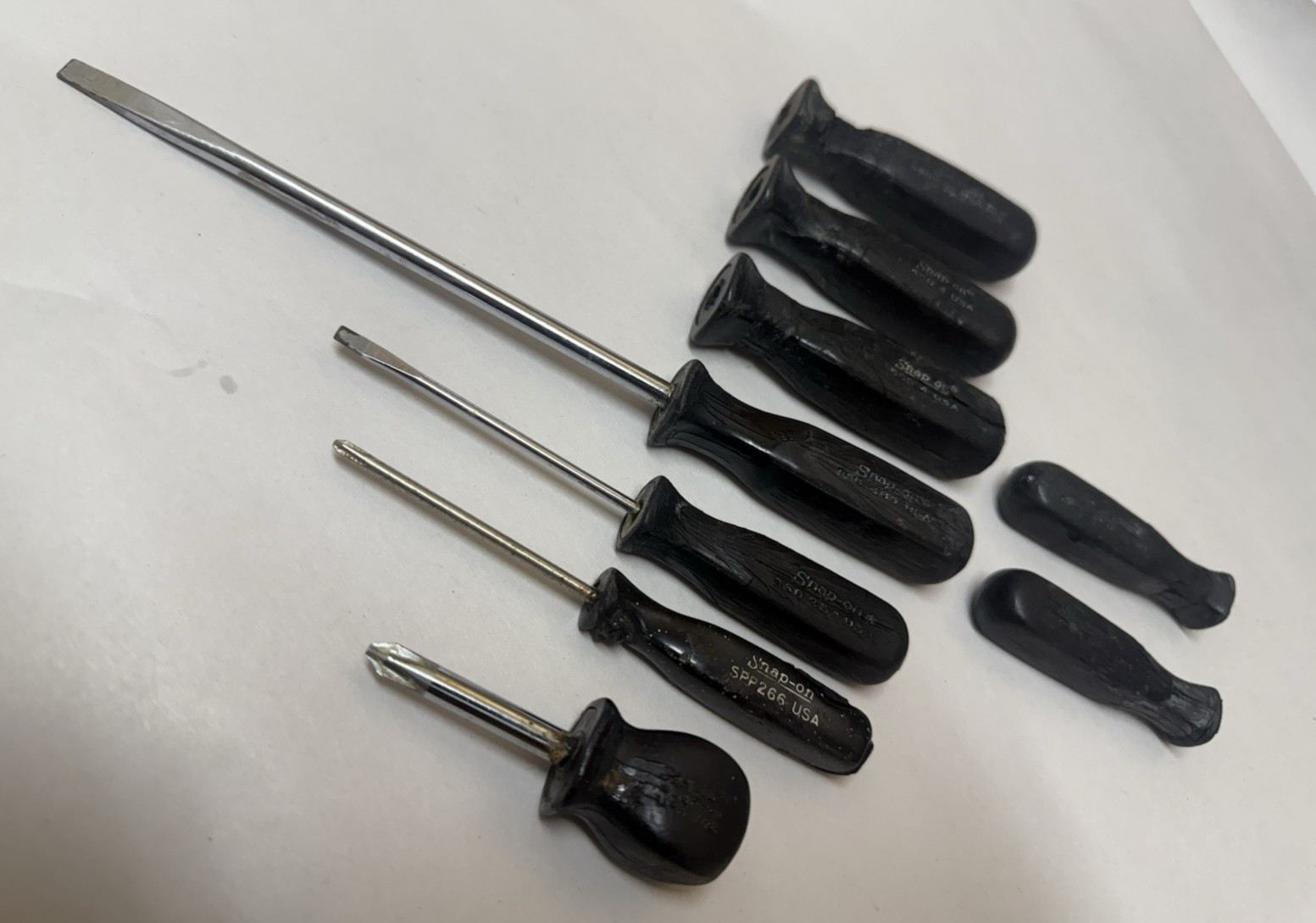 Damaged 9 pc Lot Snap-On USA Black Hard Handle Screwdriver Stubby Phillips SSD
