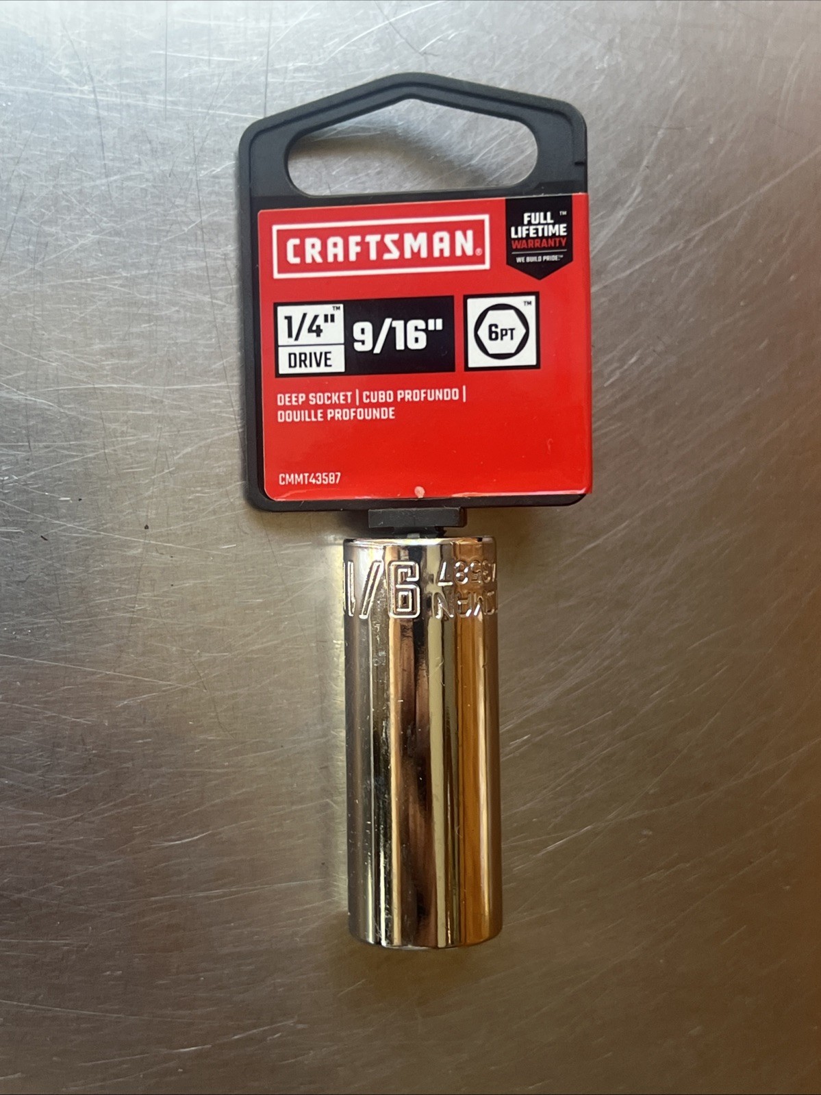 CRAFTSMAN Deep Socket, SAE, 1/4-Inch Drive, 9/16-Inch, 6-Point (CMMT43587)