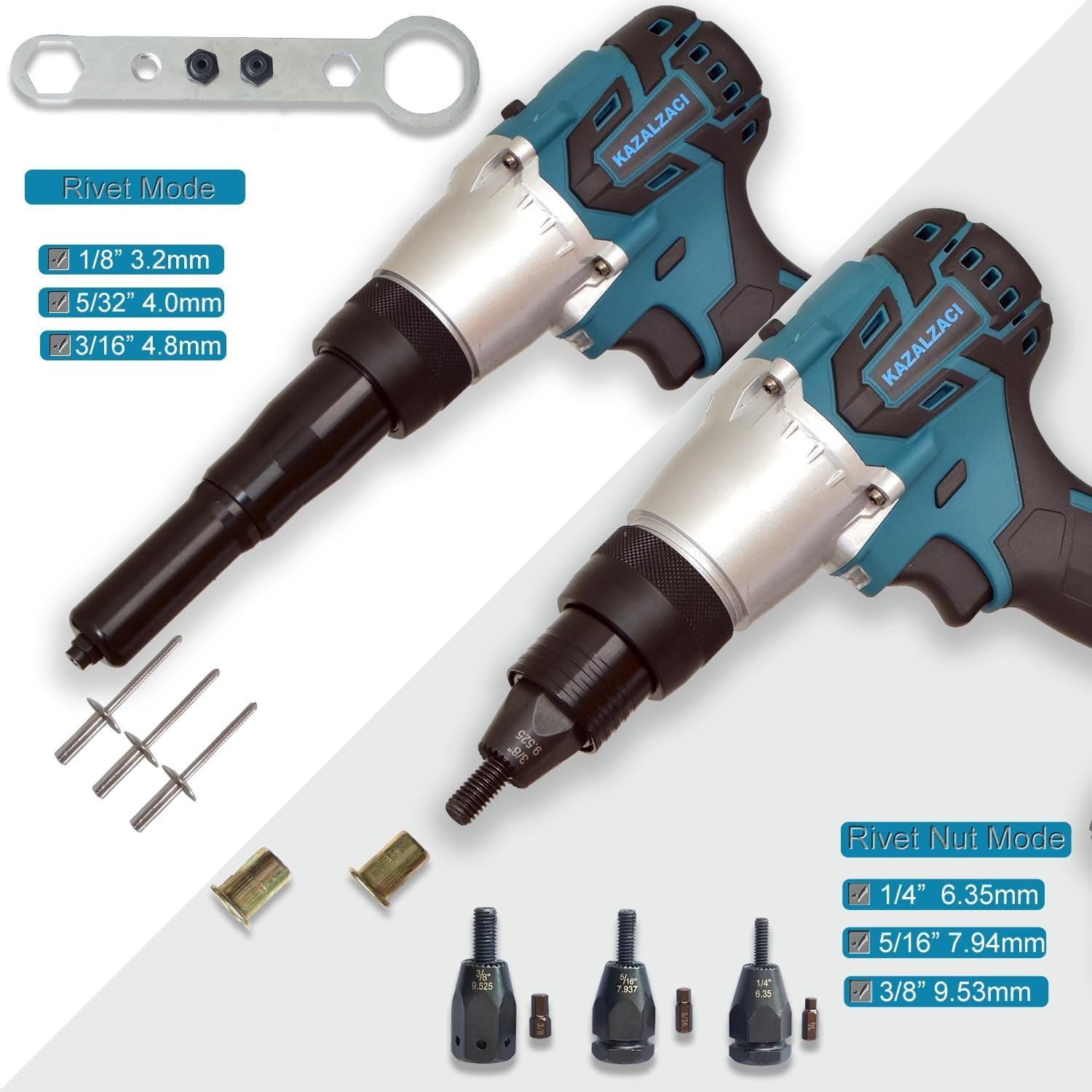 2in1 Electric Rivet/Rivet Nut Tool, Cordless Rivet Gun for Nuts(1/4″,…