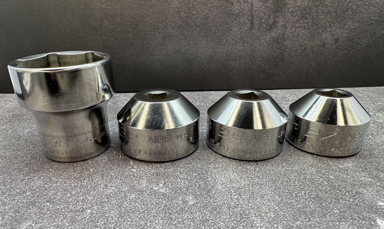 Snap-On OFSKIT, 24/27/35/36mm 4-piece Oil/Fuel Filter Socket Set