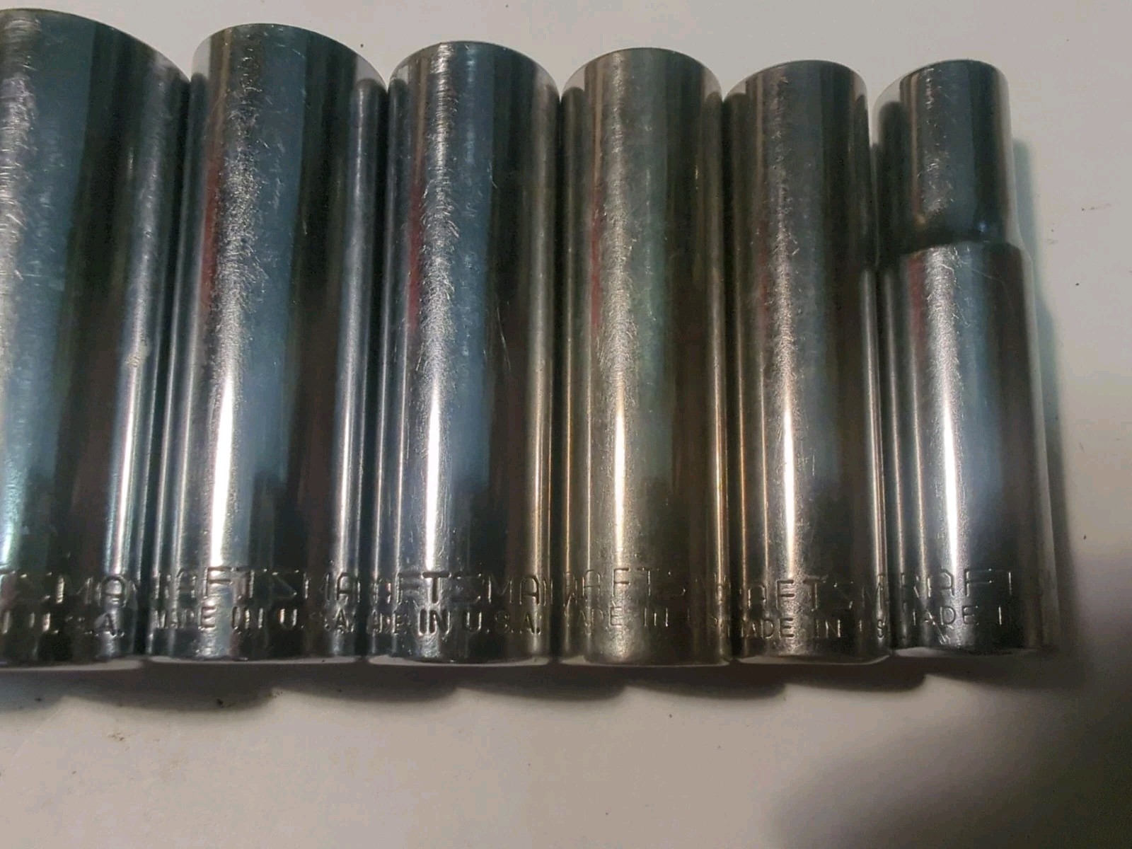 Nice Craftsman 9pc 3/8 Drive 6Pt Deep SAE Socket Set 3/8-7/8 G Series USA 433XX