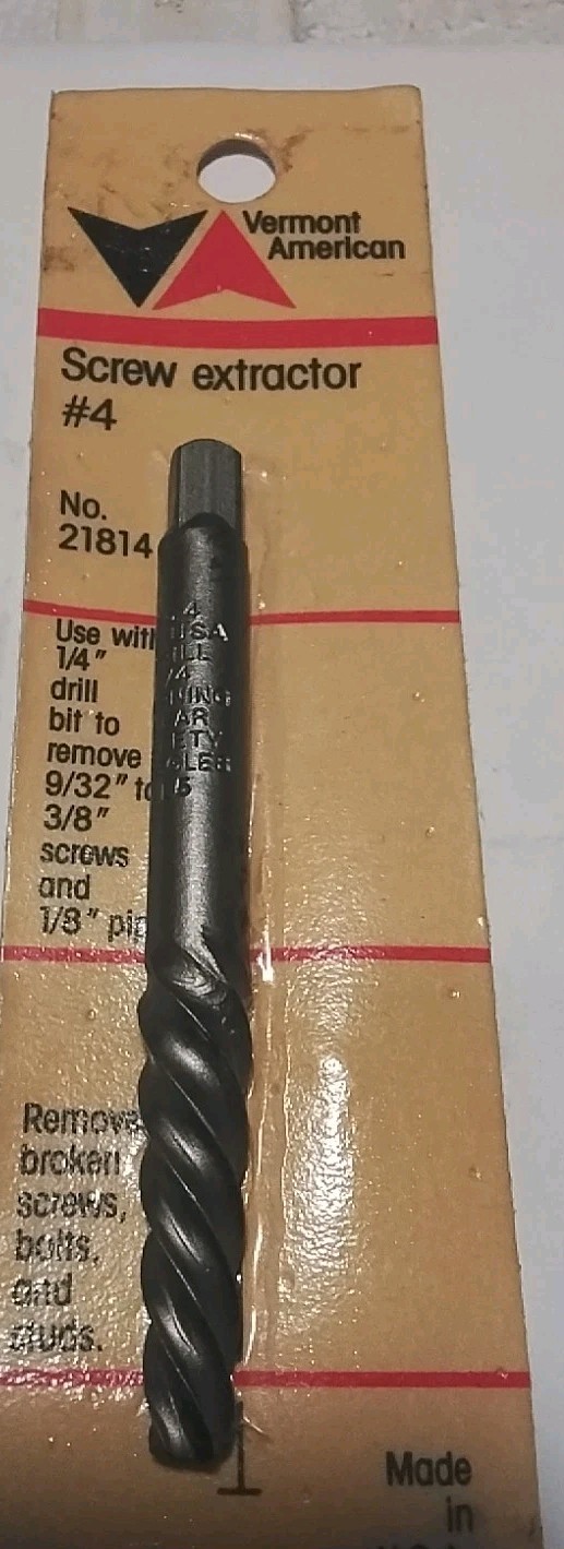 VERMONT AMERICAN 21814 #4 SPIRAL SCREW EXTRACTOR USA 🇺🇸
