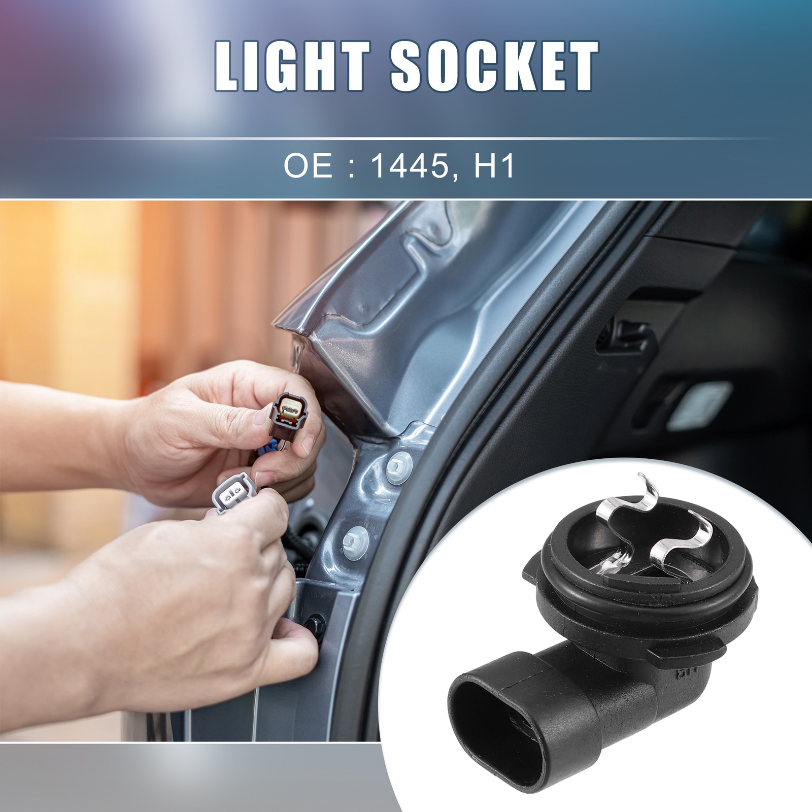 Fog Light Bulb Holder Socket 1445 H1 for Automotive Vehicle Plastic Black